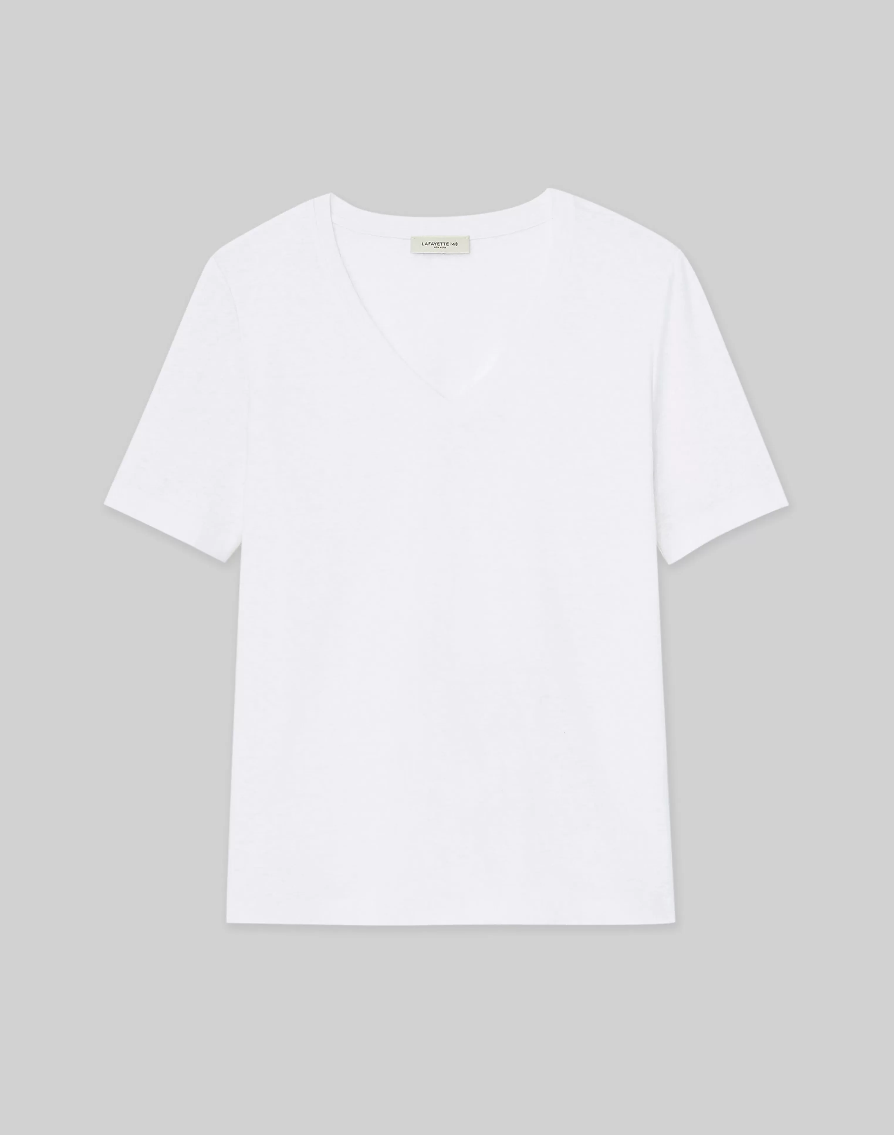 Linen-Cotton Jersey V-Neck Tee<Lafayette 148 New York Flash Sale