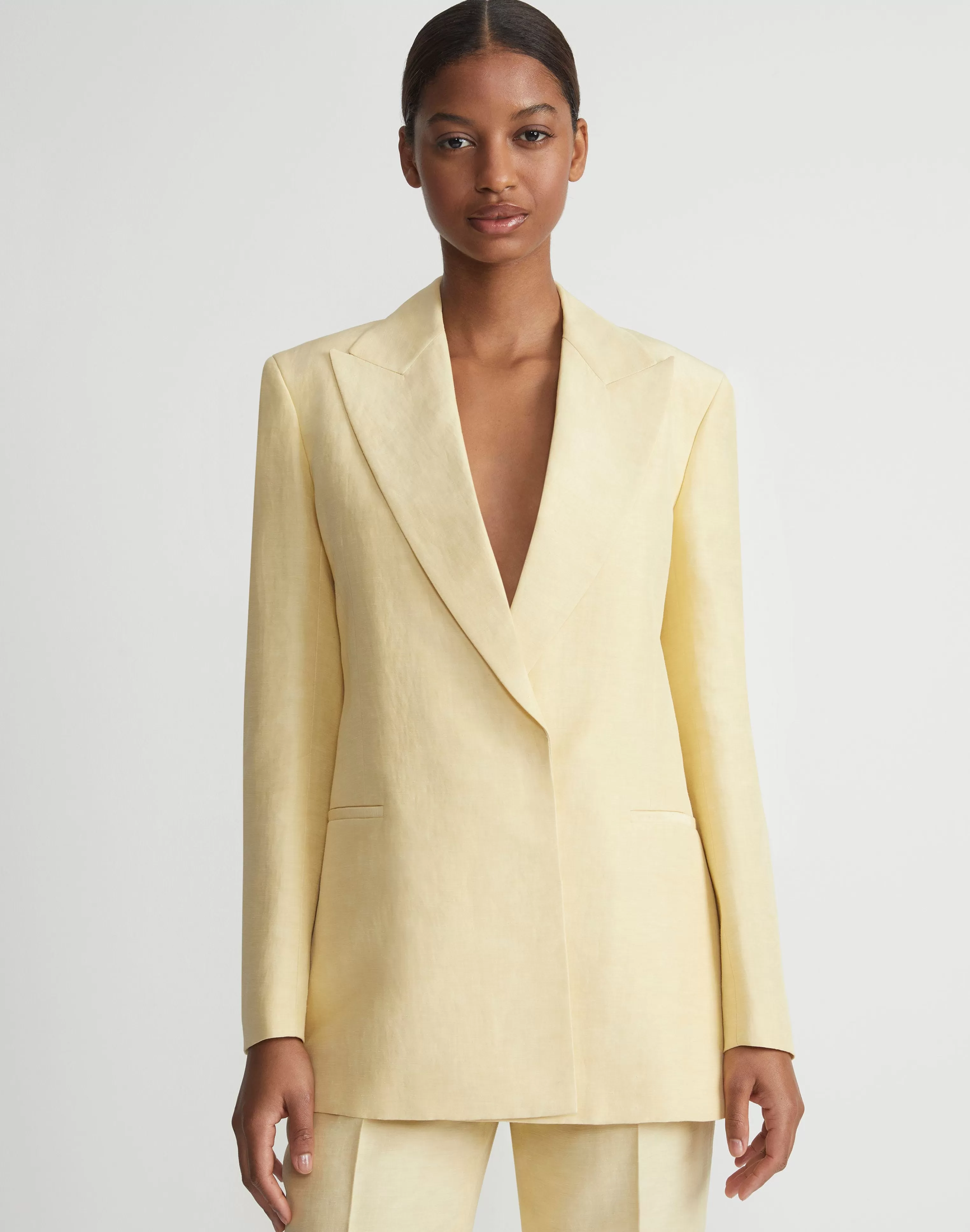 Linen-Viscose Peak Lapel Blazer<Lafayette 148 New York Cheap