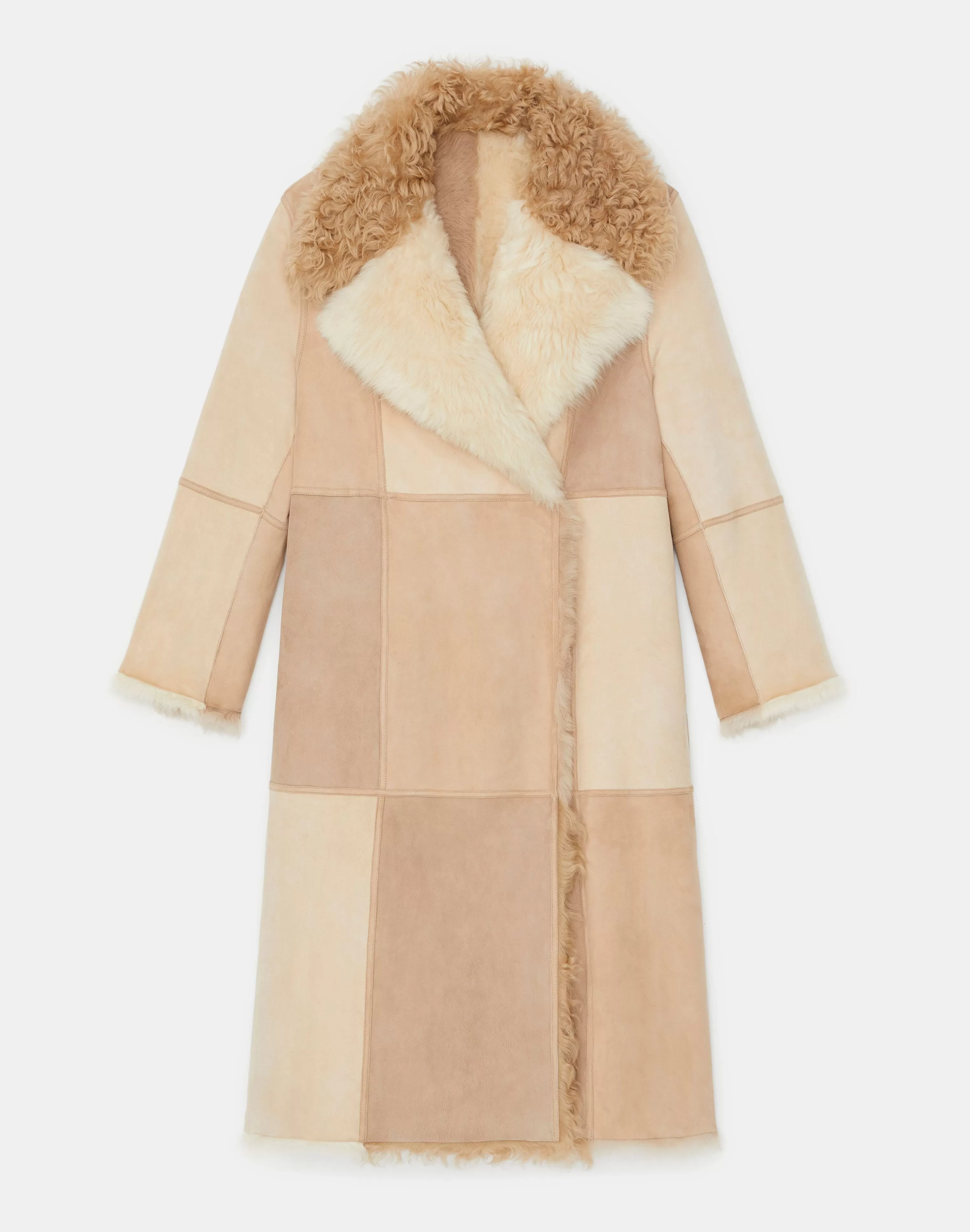 Long Hair Shearling Reversible Double-Breasted Overcoat<Lafayette 148 New York Cheap