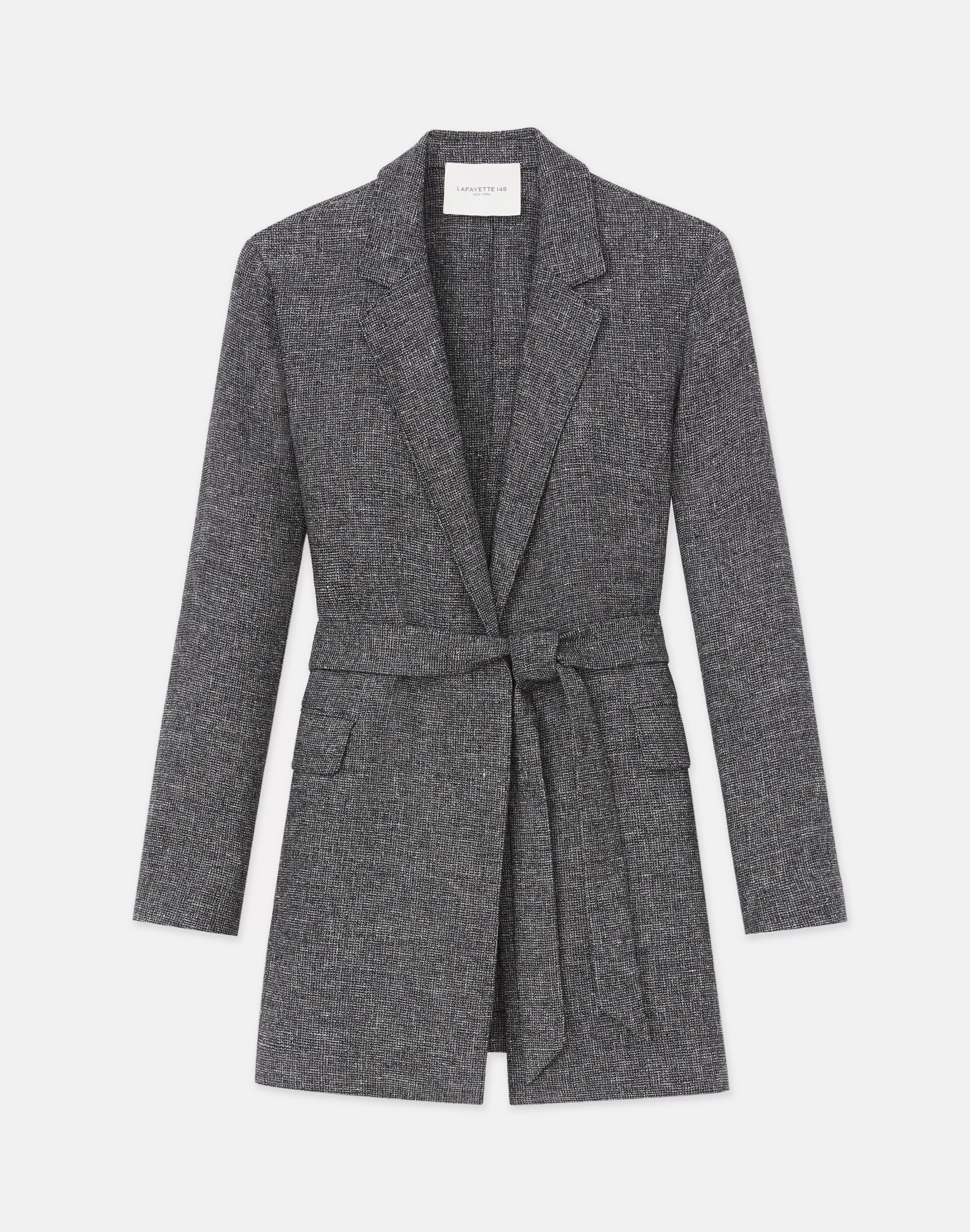 Marled Linen Basketweave Belted Blazer<Lafayette 148 New York Sale