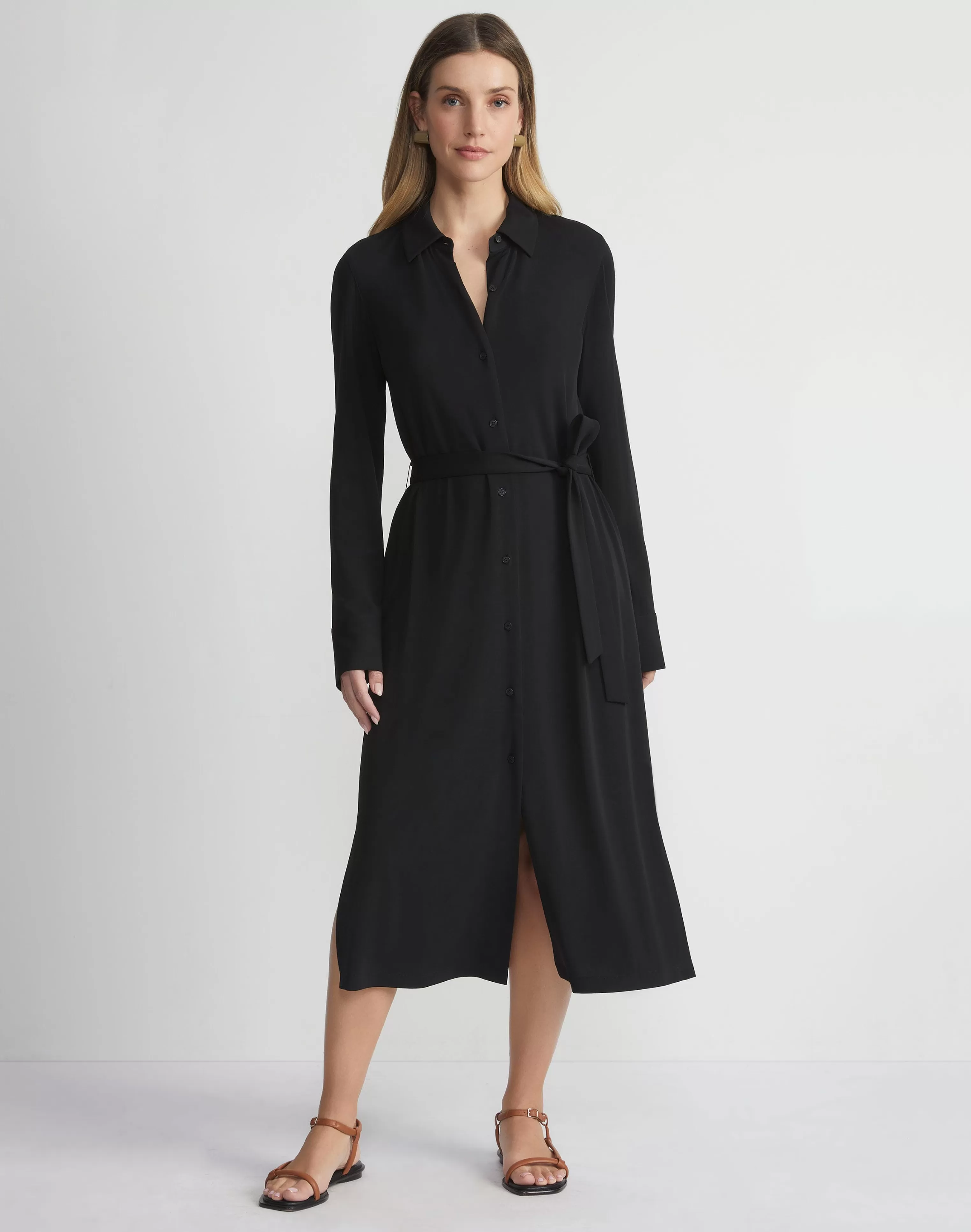 Matte Jersey Belted Shirtdress<Lafayette 148 New York Store