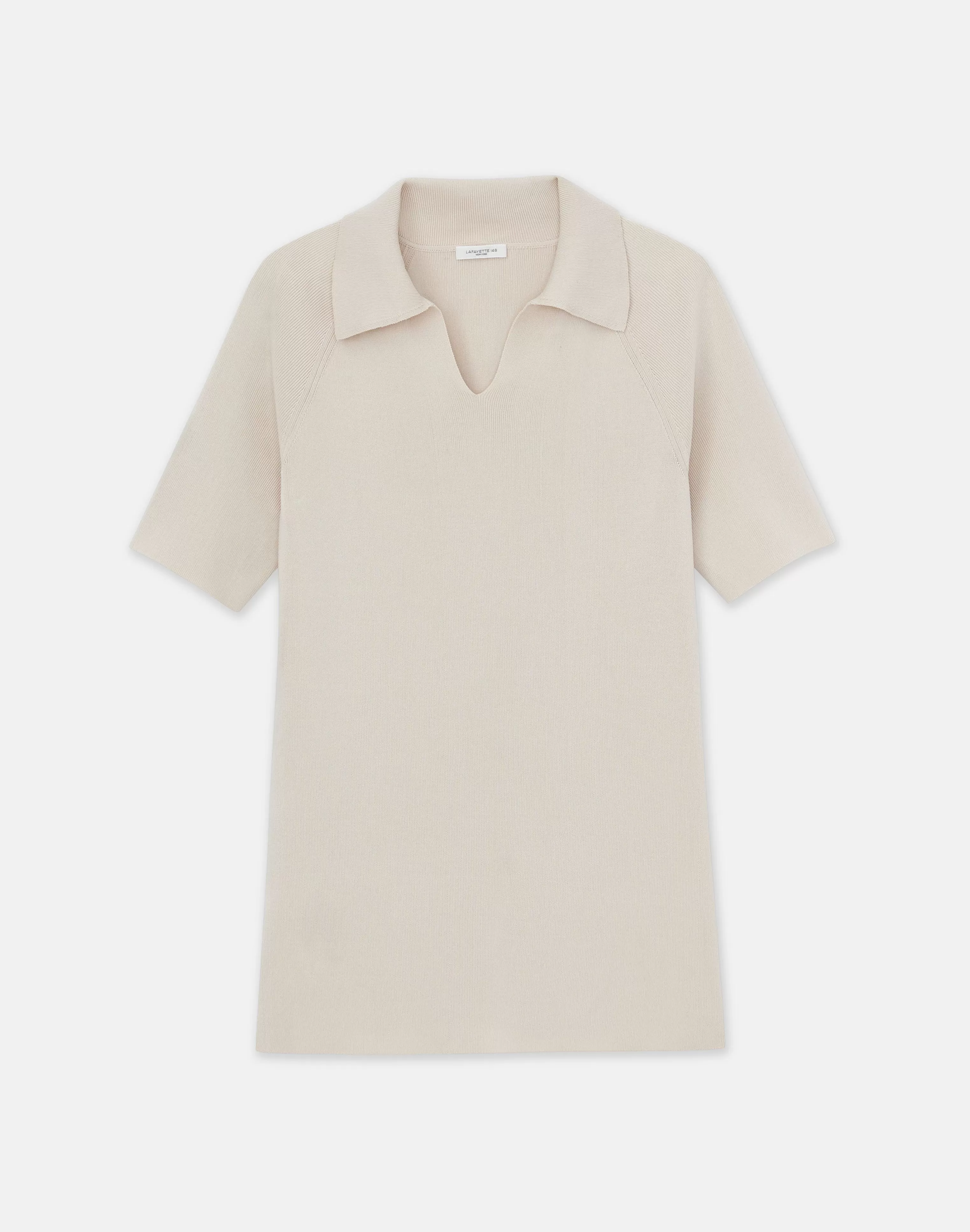 Mercerized Cotton Ribbed Polo<Lafayette 148 New York Best Sale