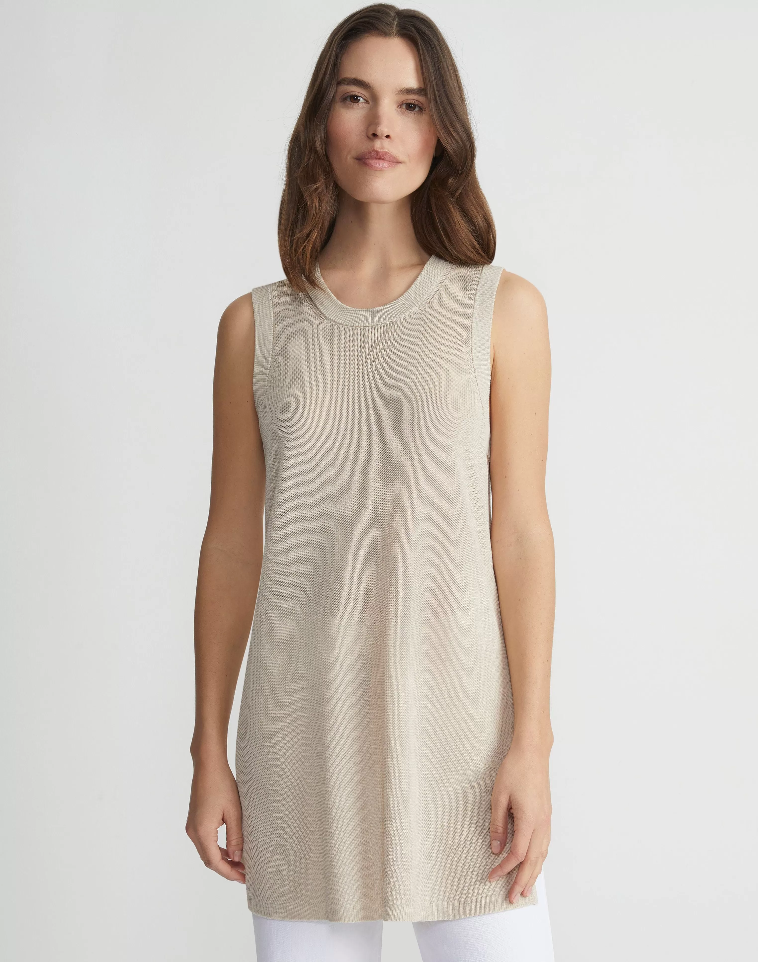 Mercerized Cotton Ribbed Tunic<Lafayette 148 New York Online