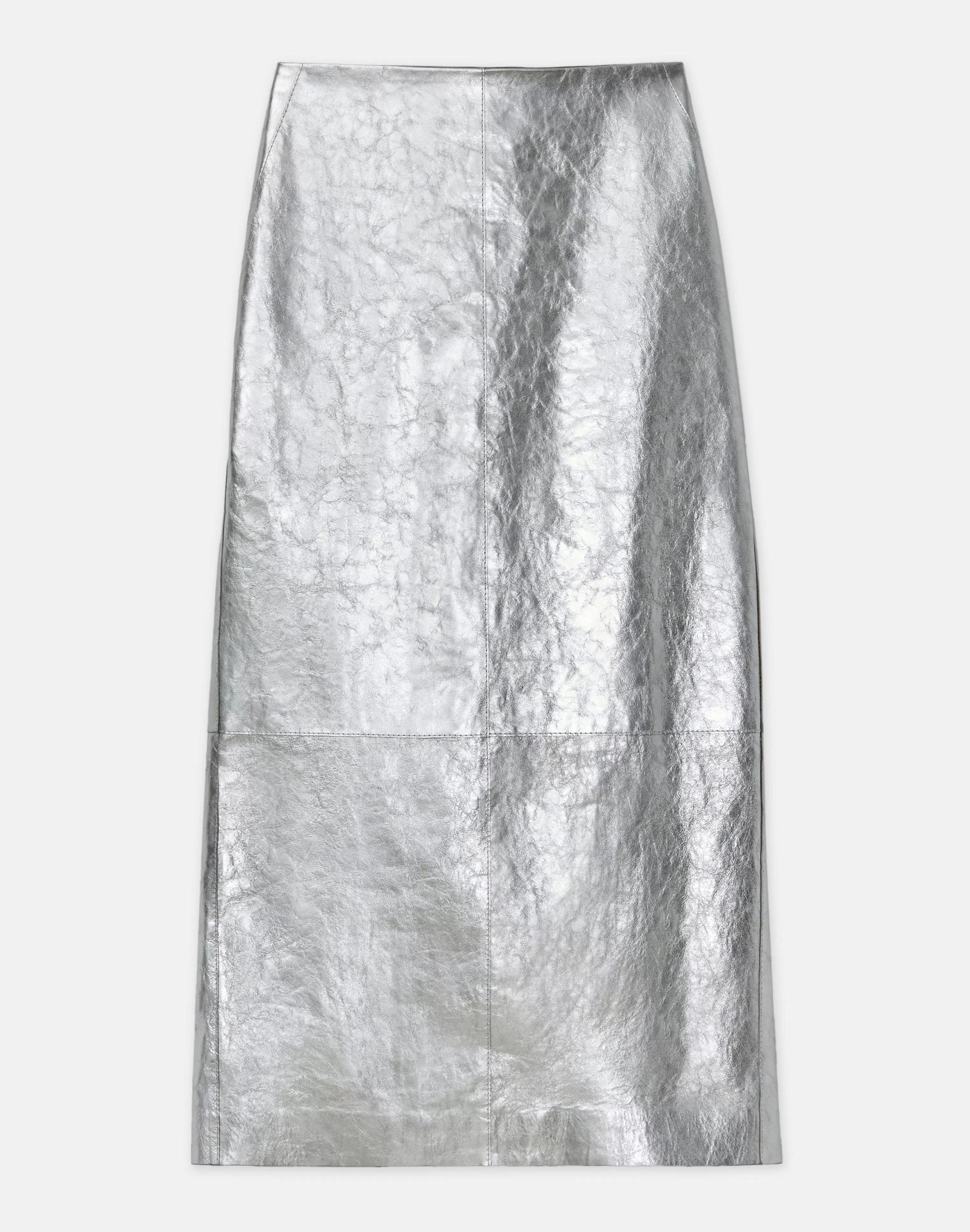 Metallic Crinkle Leather Pencil Skirt<Lafayette 148 New York Discount