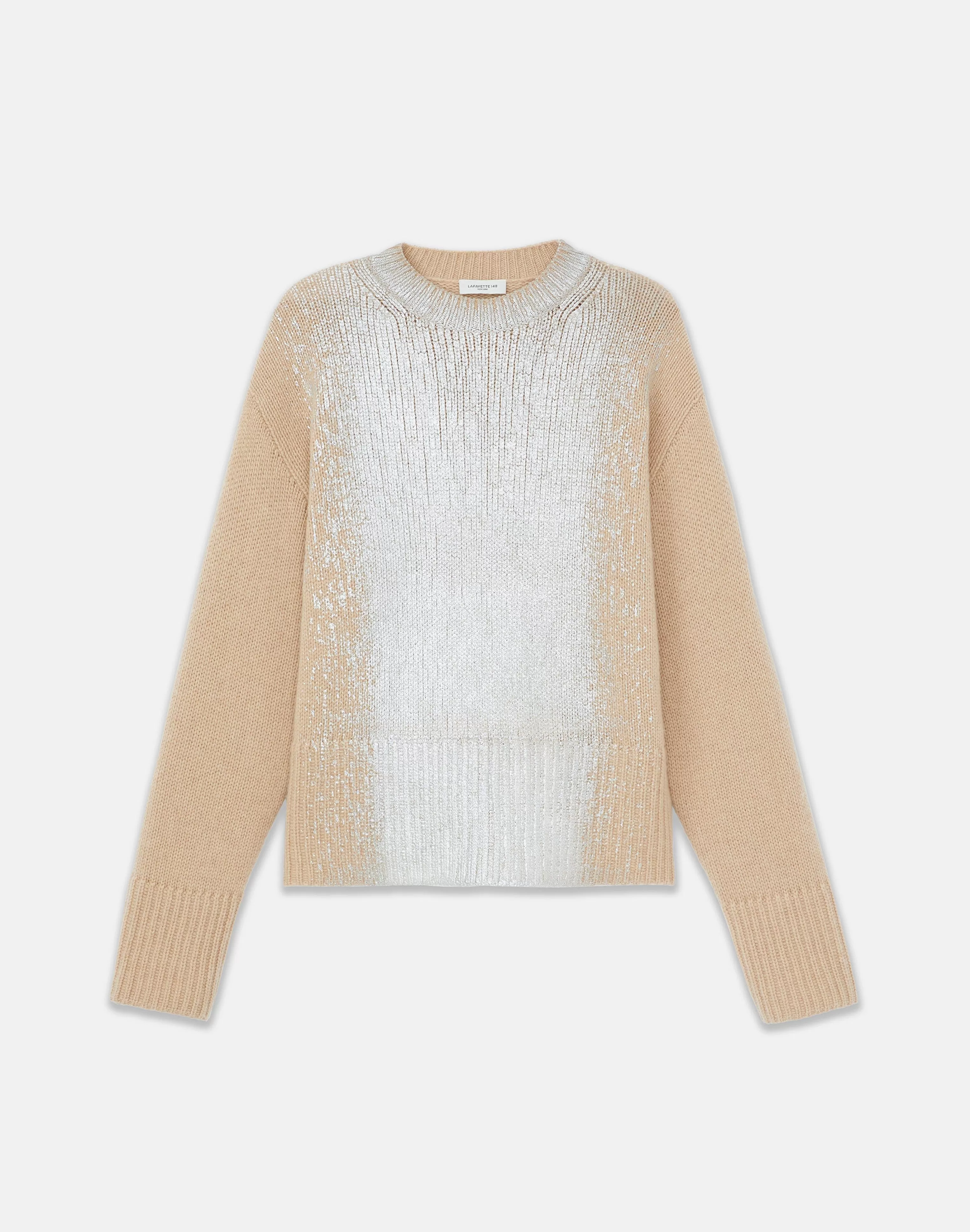 Metallic Foil Print Cashmere Crewneck Sweater<Lafayette 148 New York Outlet