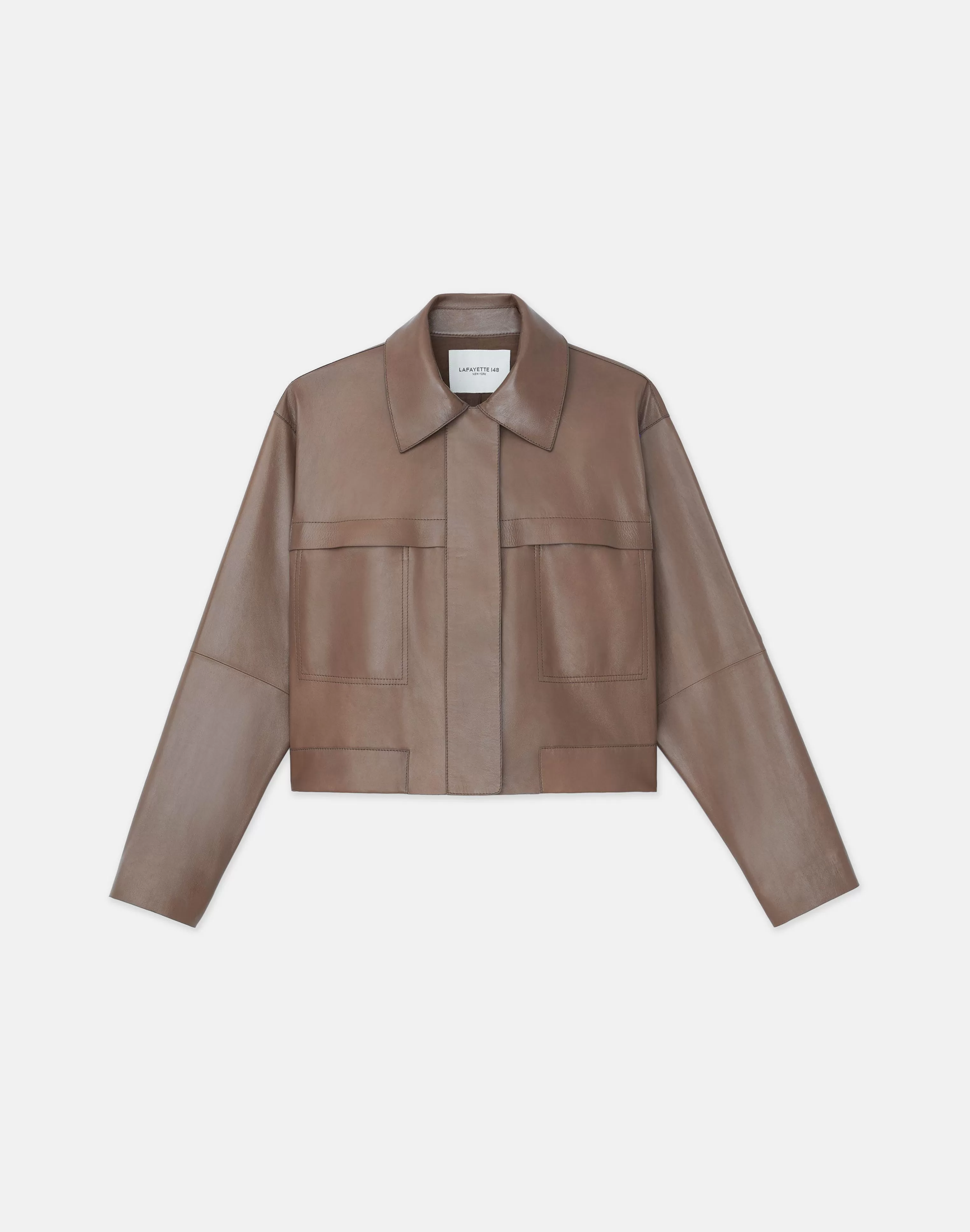 Nappa Leather Patch Pocket Bomber Jacket<Lafayette 148 New York Best Sale