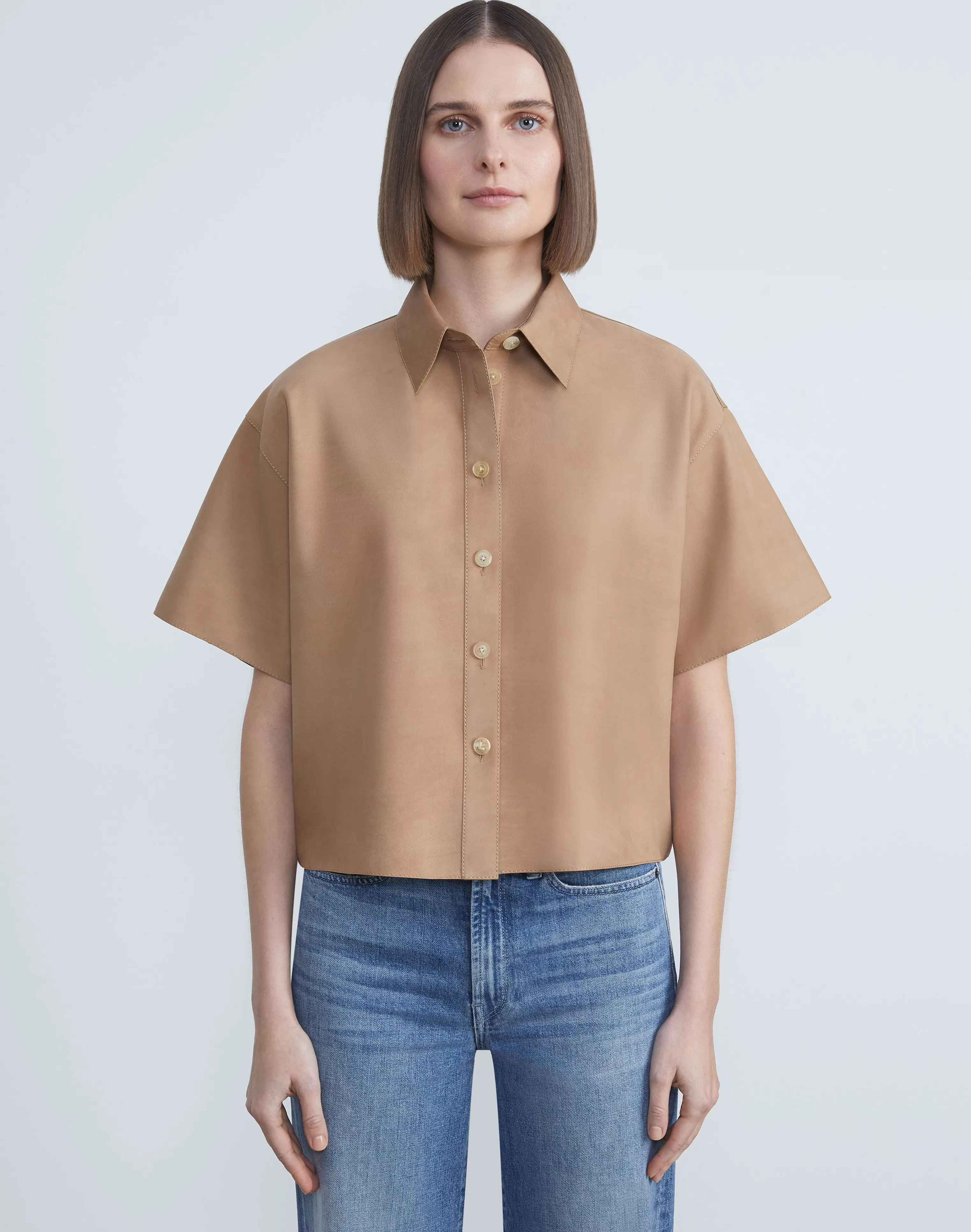 Nubuck Calfskin Suede Shirt<Lafayette 148 New York Discount