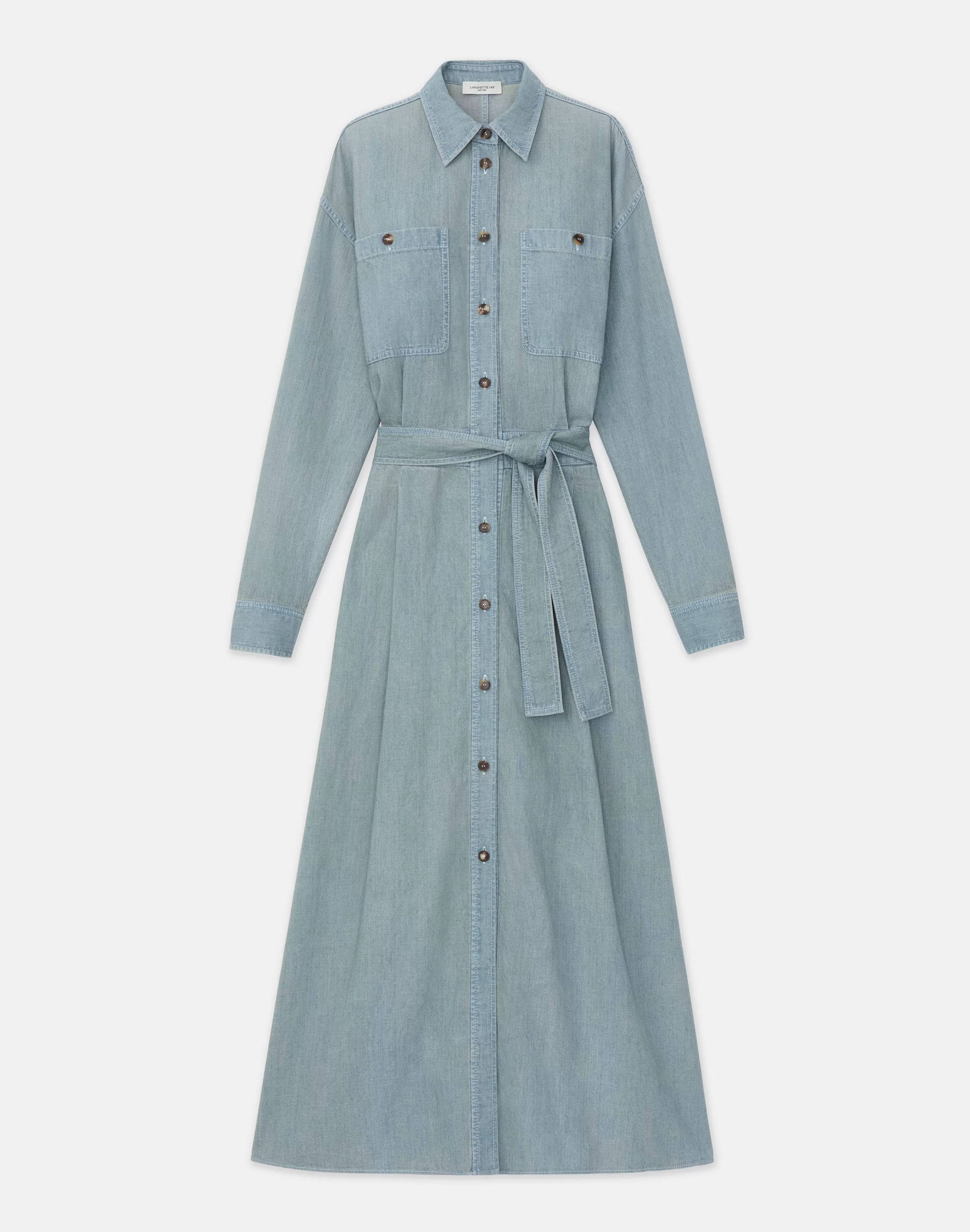 Organic Cotton Chambray Shirtdress<Lafayette 148 New York Outlet