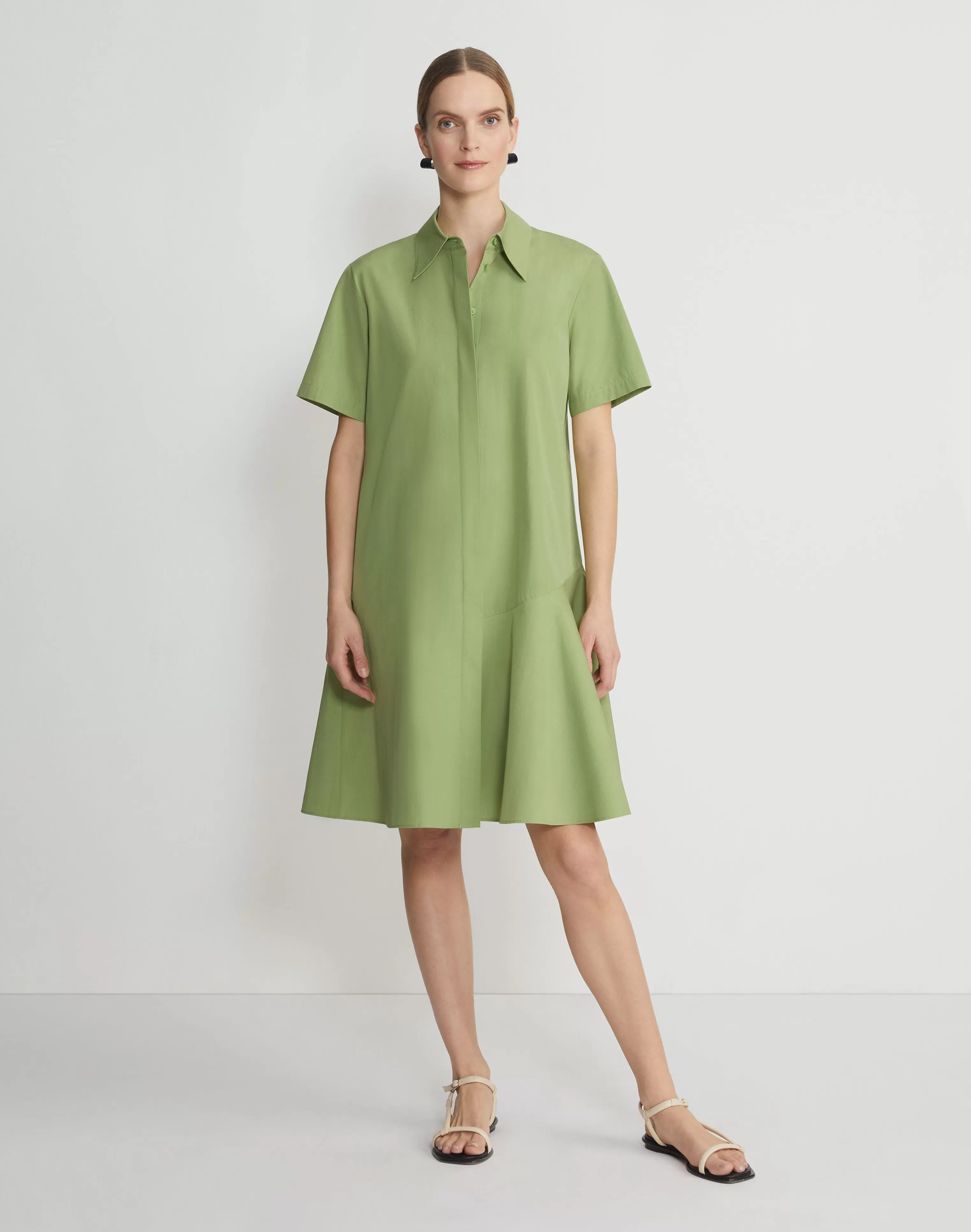 Organic Cotton Poplin Flounced Shirtdress<Lafayette 148 New York Sale