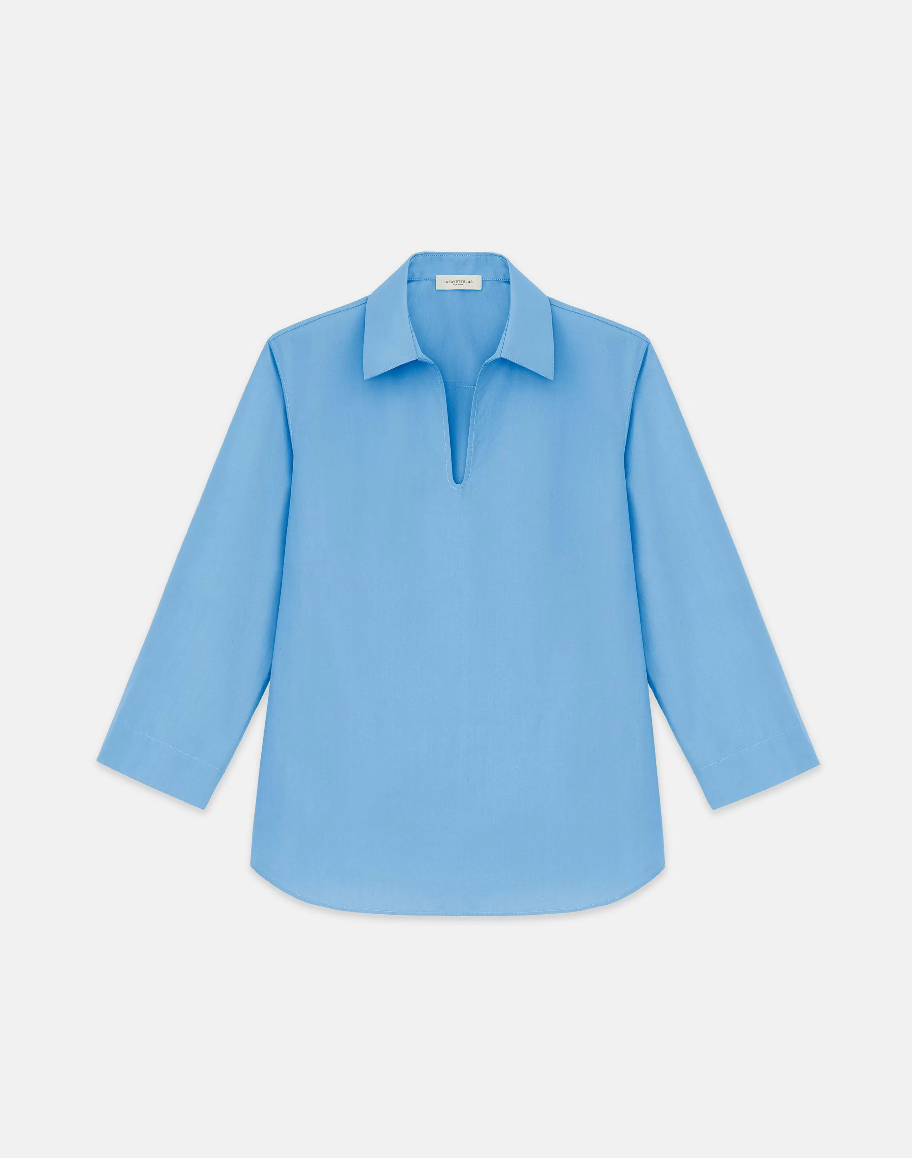 Organic Cotton Poplin Popover Shirt<Lafayette 148 New York Fashion