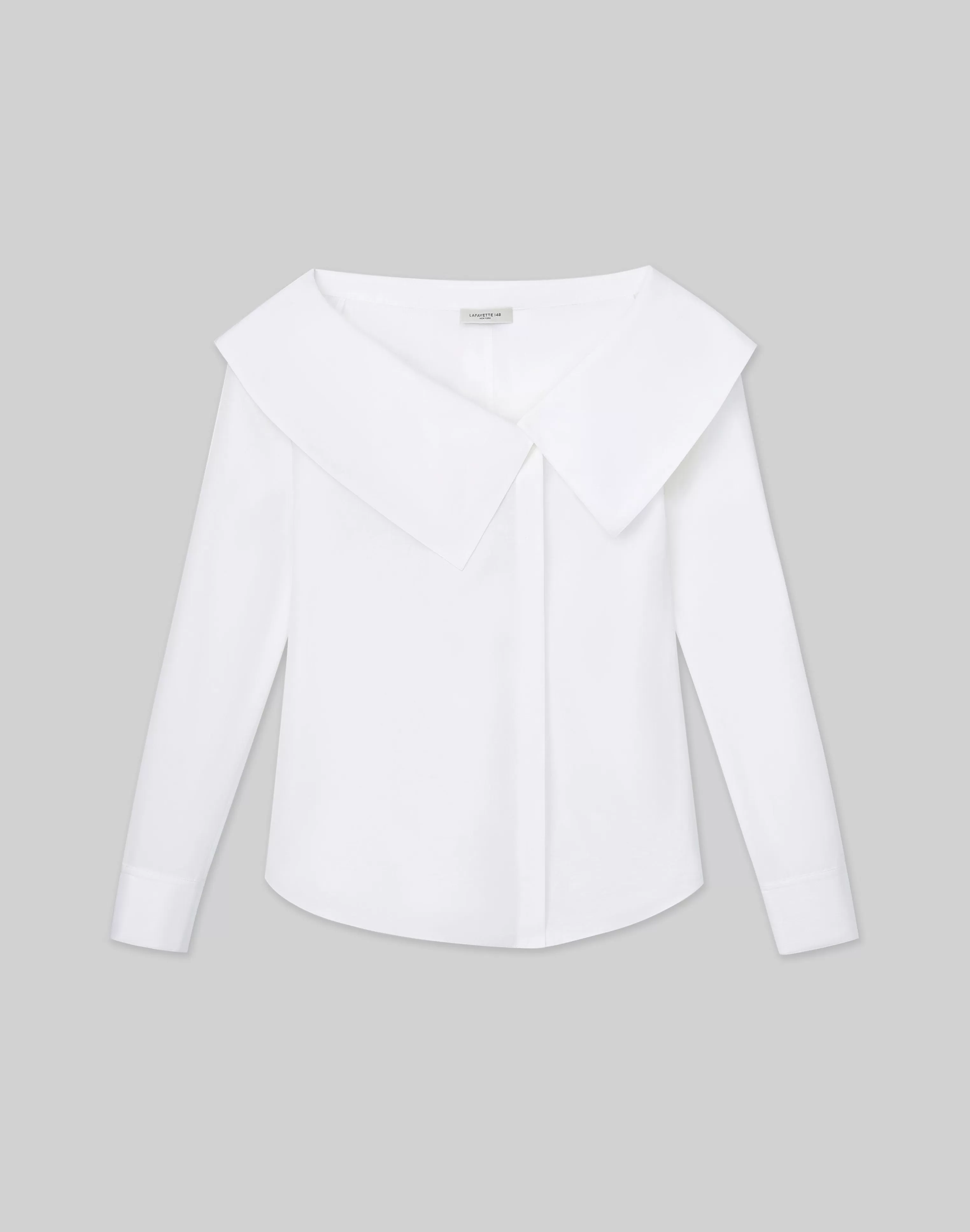 Organic Cotton Poplin Portrait Collar Shirt<Lafayette 148 New York Discount