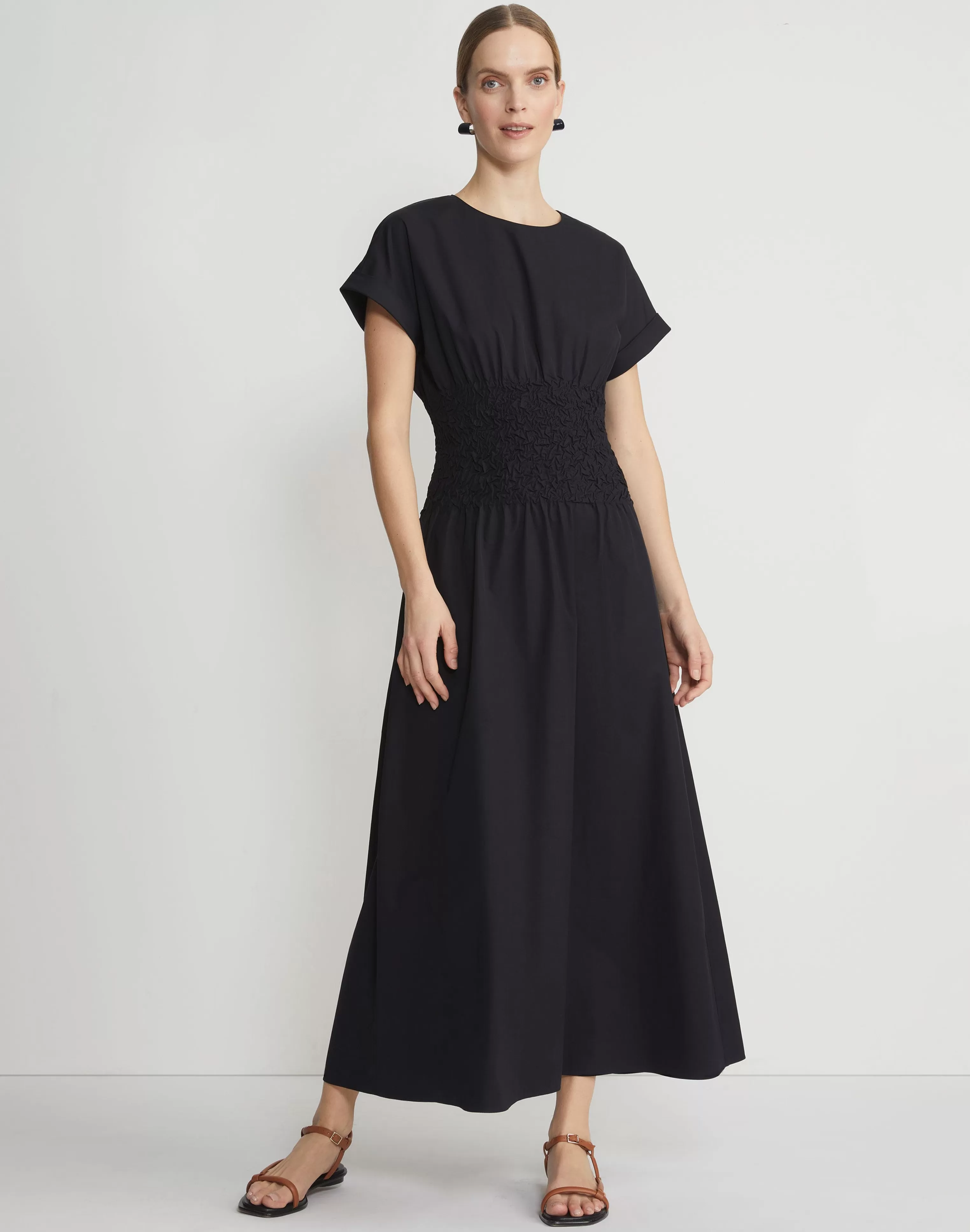 Organic Cotton Poplin Smocked Waist Dress<Lafayette 148 New York Best