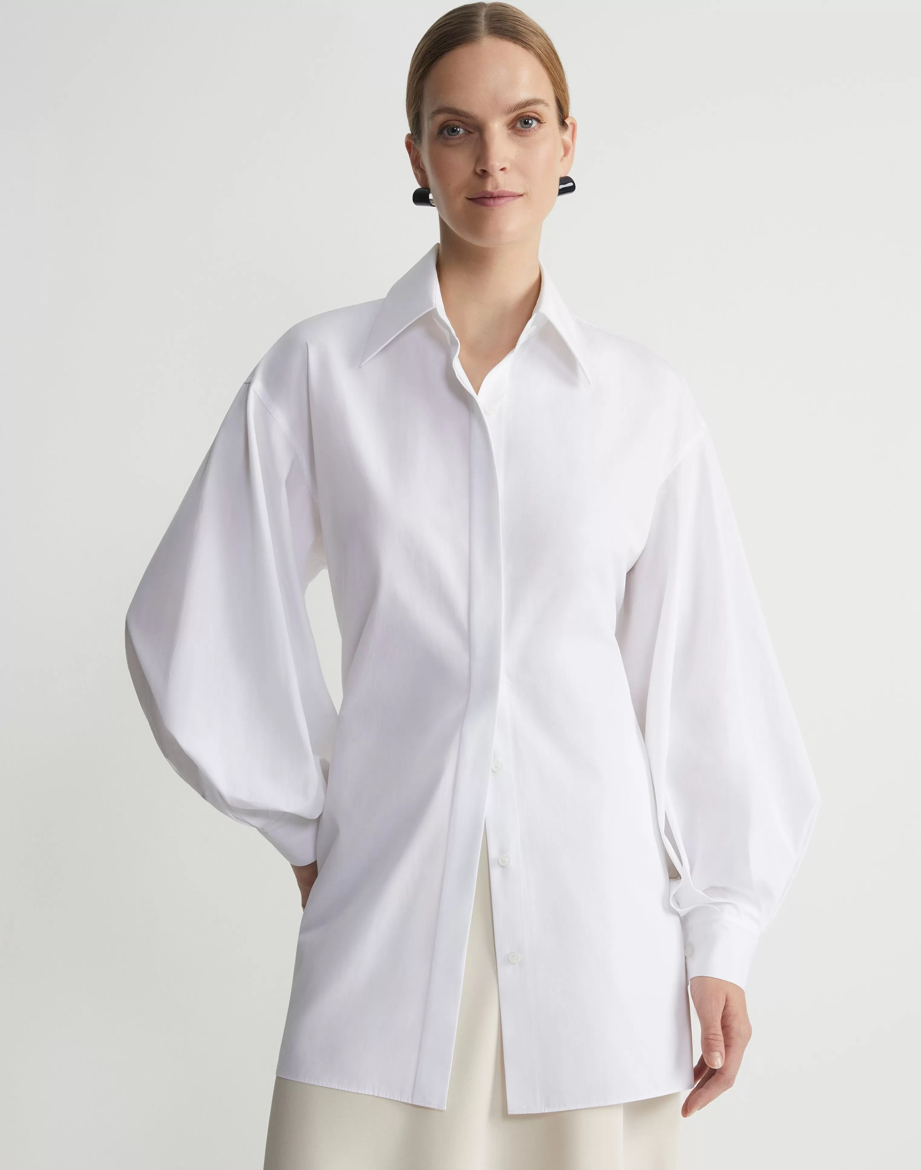 Organic Cotton Poplin Tie Back Oversized Shirt<Lafayette 148 New York Best