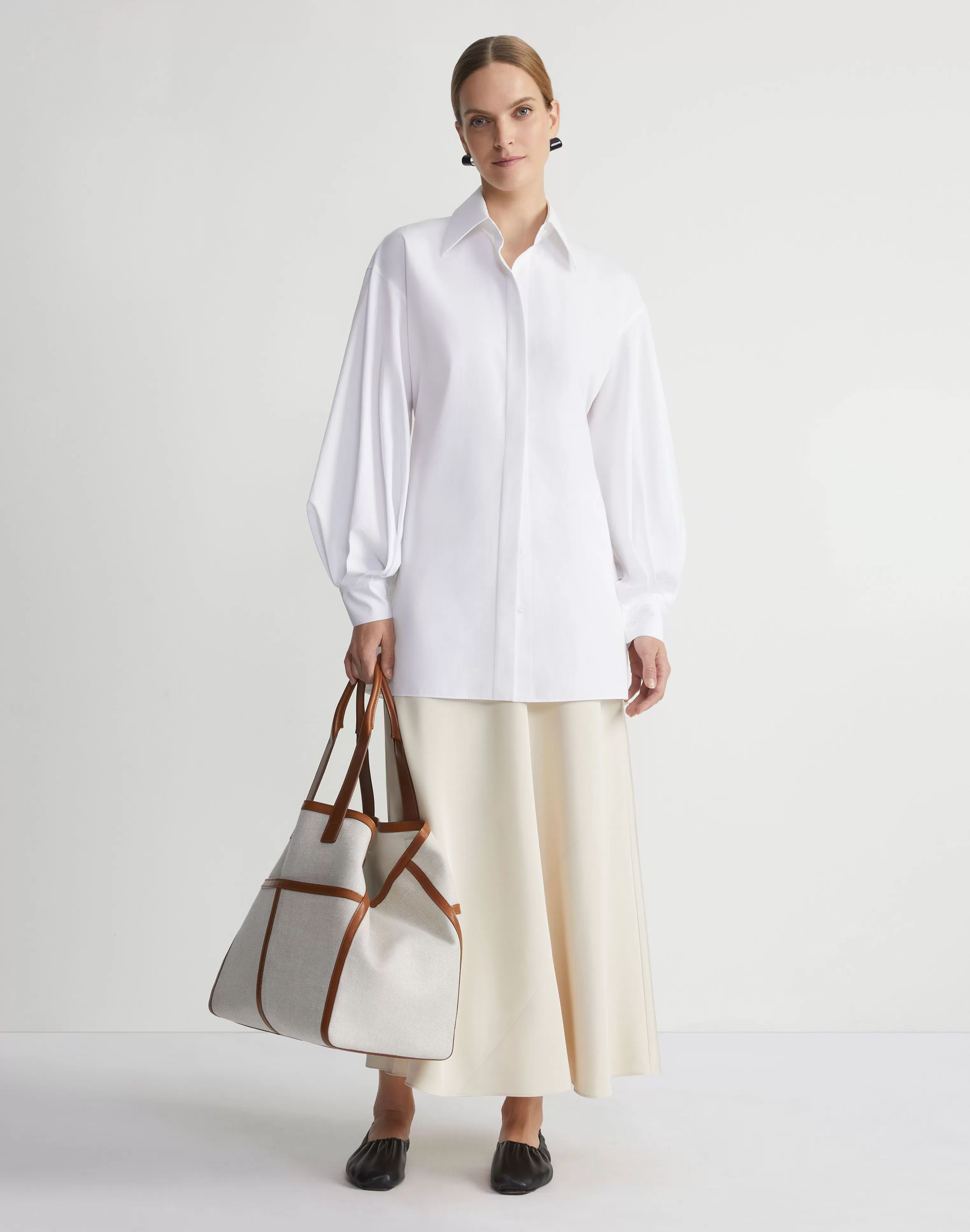 Organic Cotton Poplin Tie Back Oversized Shirt<Lafayette 148 New York Best