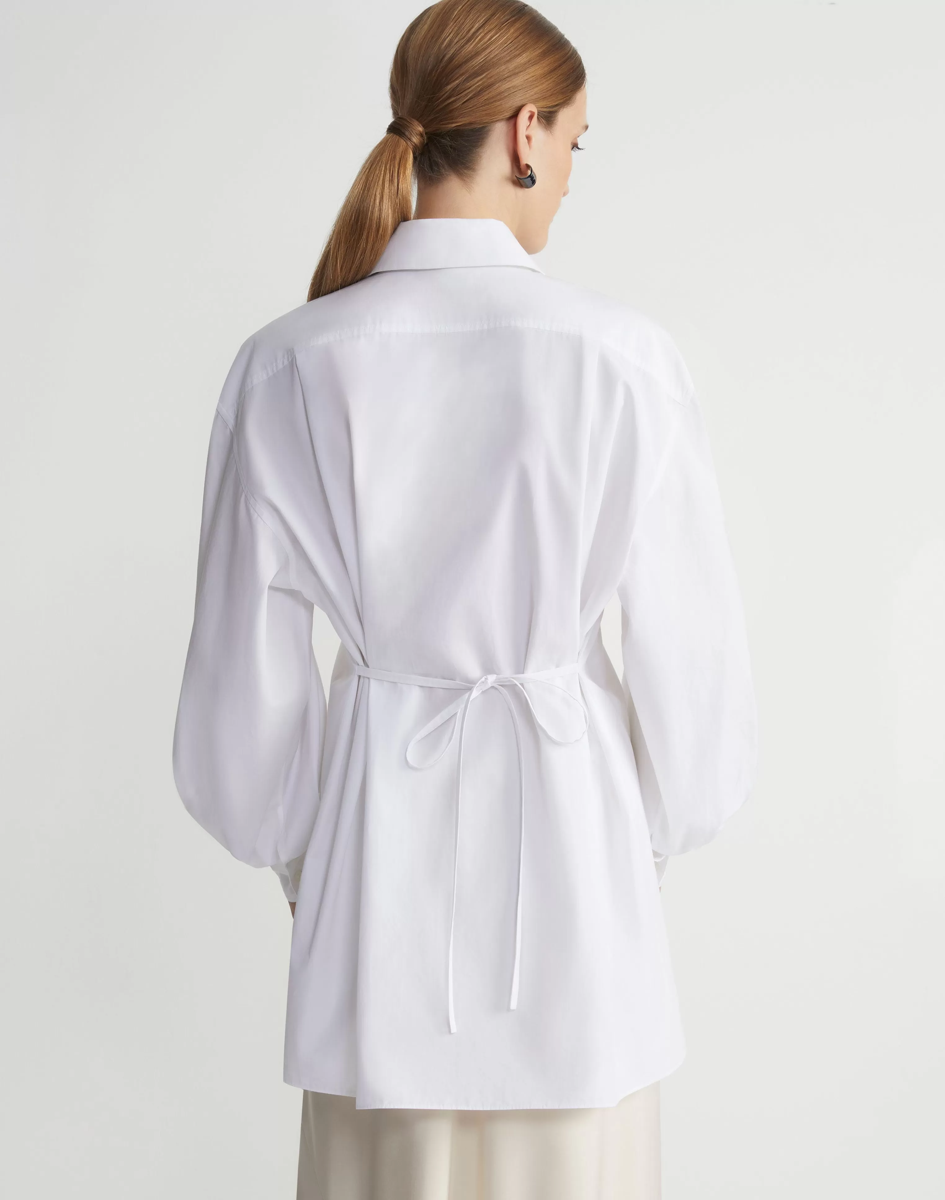Organic Cotton Poplin Tie Back Oversized Shirt<Lafayette 148 New York Best