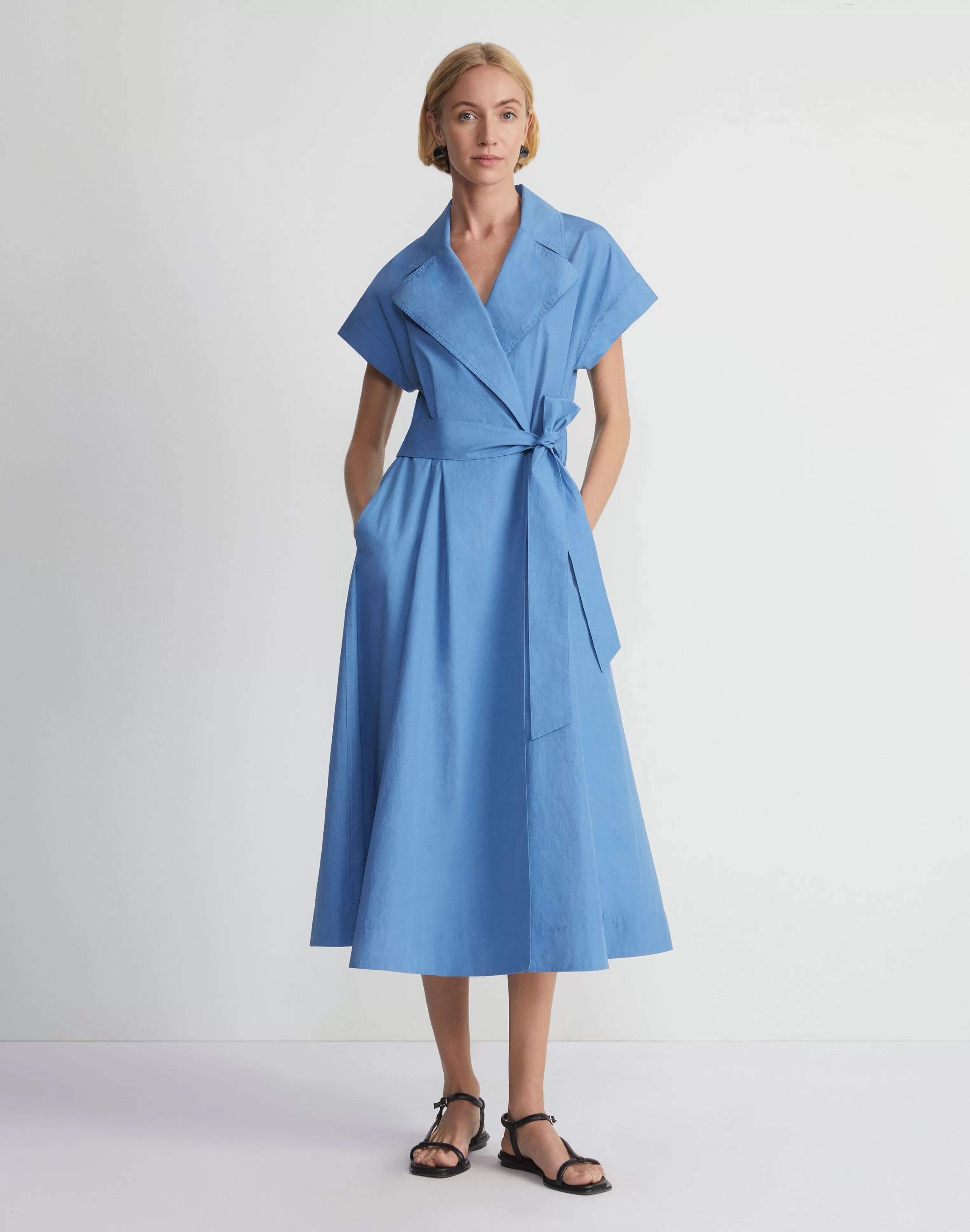 Organic Cotton Poplin Wrap Shirtdress<Lafayette 148 New York Outlet