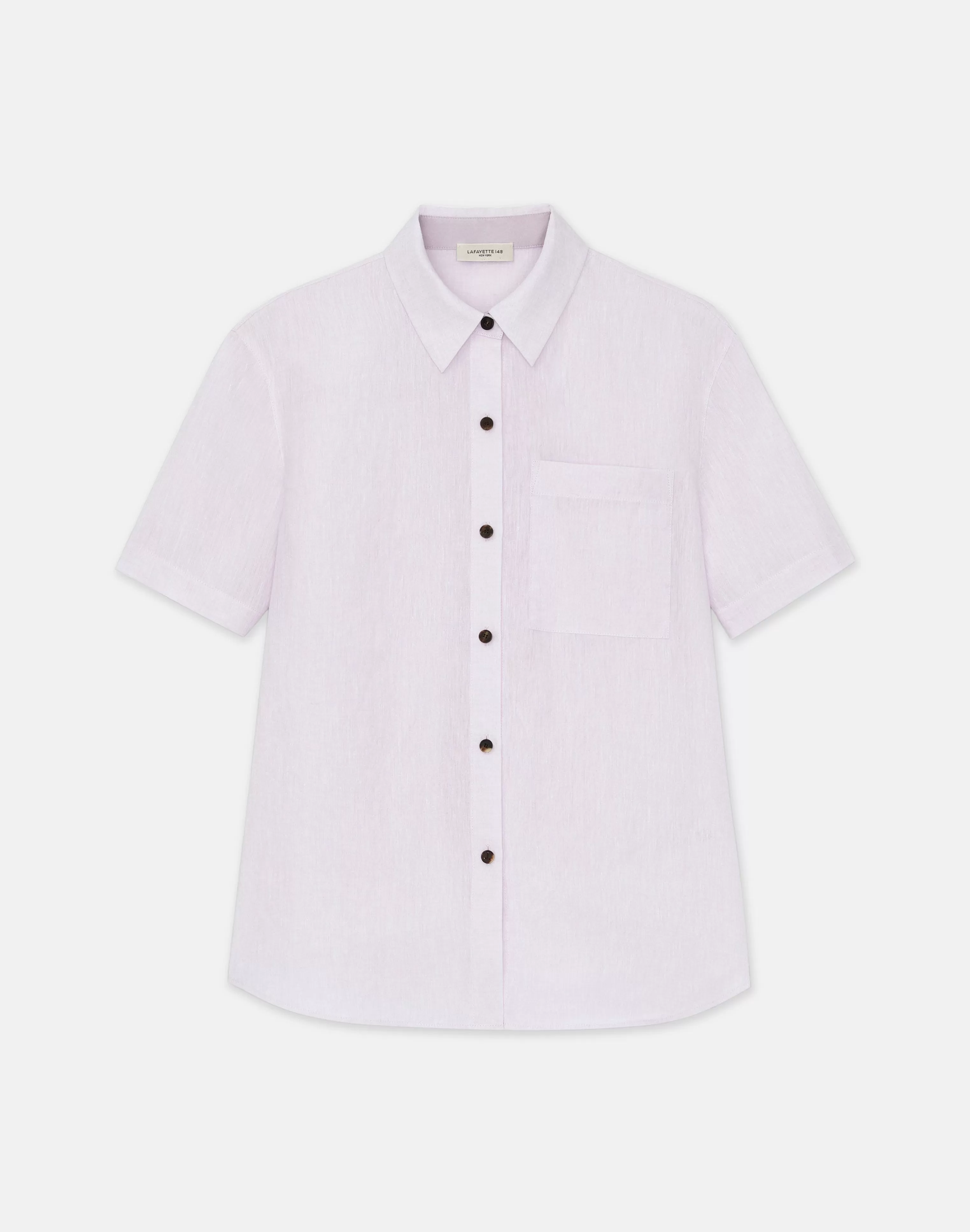 Organic Linen Short Sleeve Pocket Shirt<Lafayette 148 New York Shop