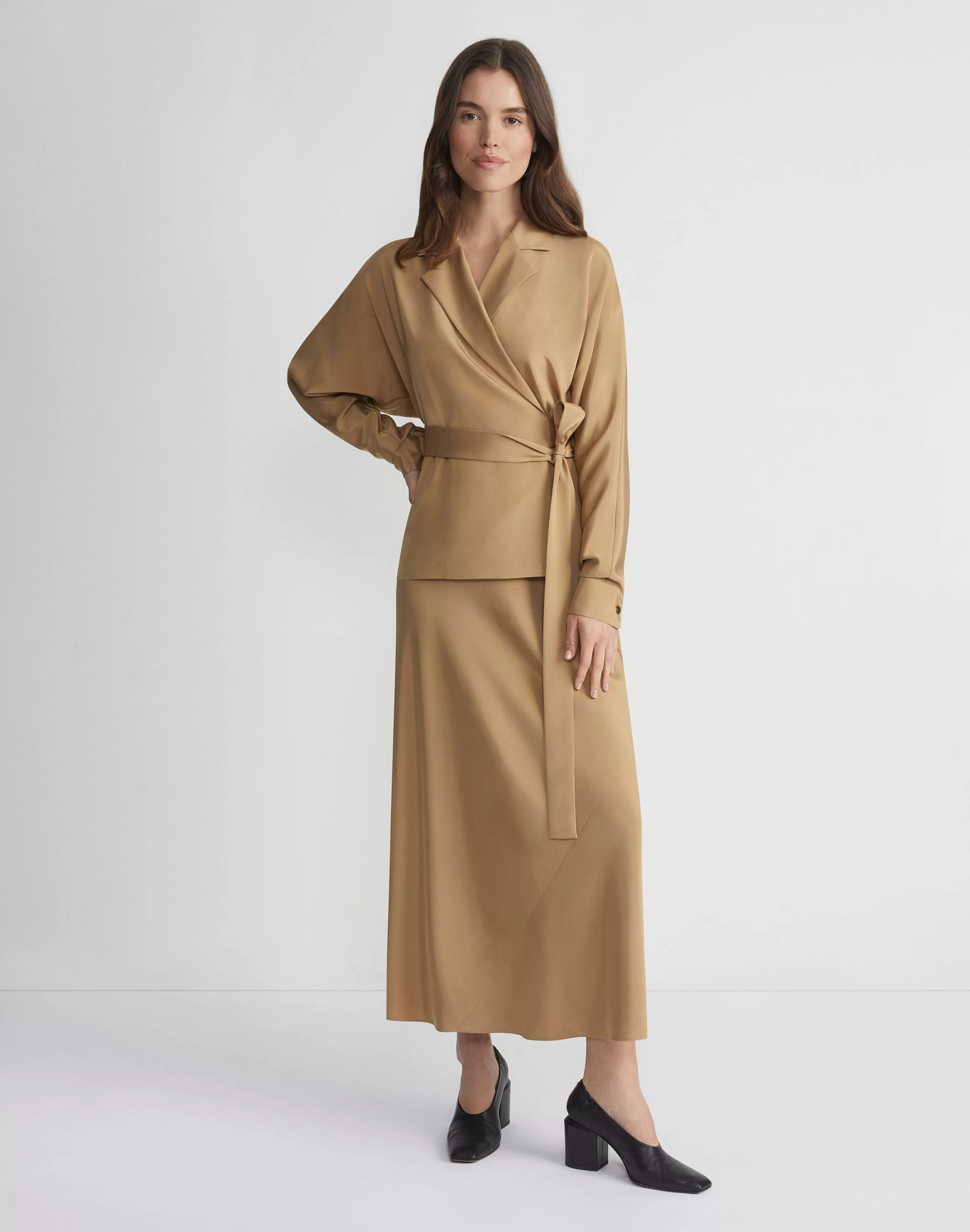 Organic Silk Stretch Crepe De Chine Wrap Shirt Jacket<Lafayette 148 New York Best