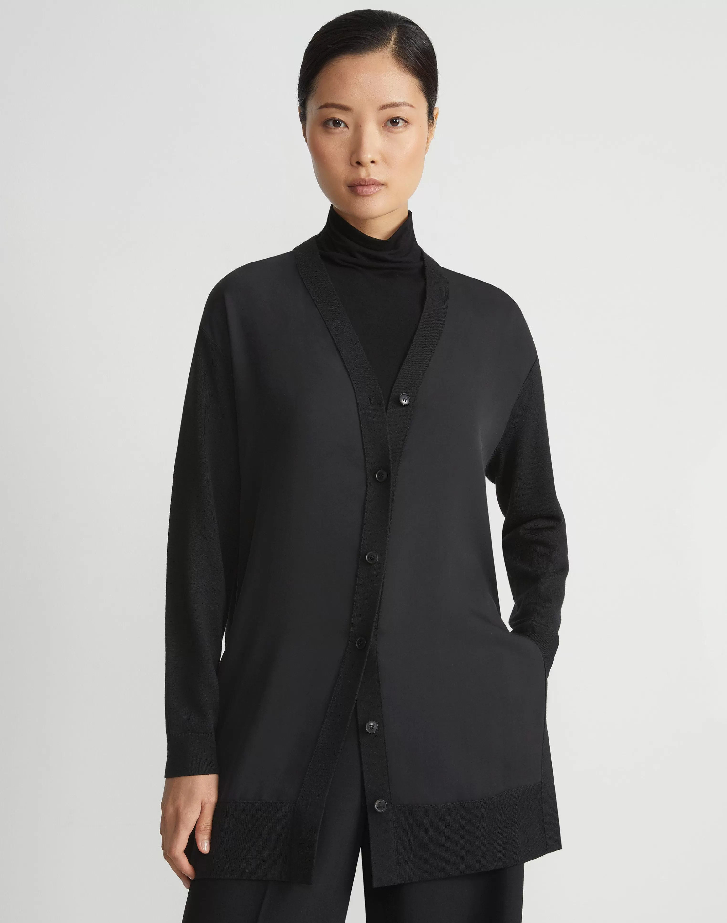 Responsible Fine Gauge Merino & Organic Silk Georgette Cardigan<Lafayette 148 New York Flash Sale