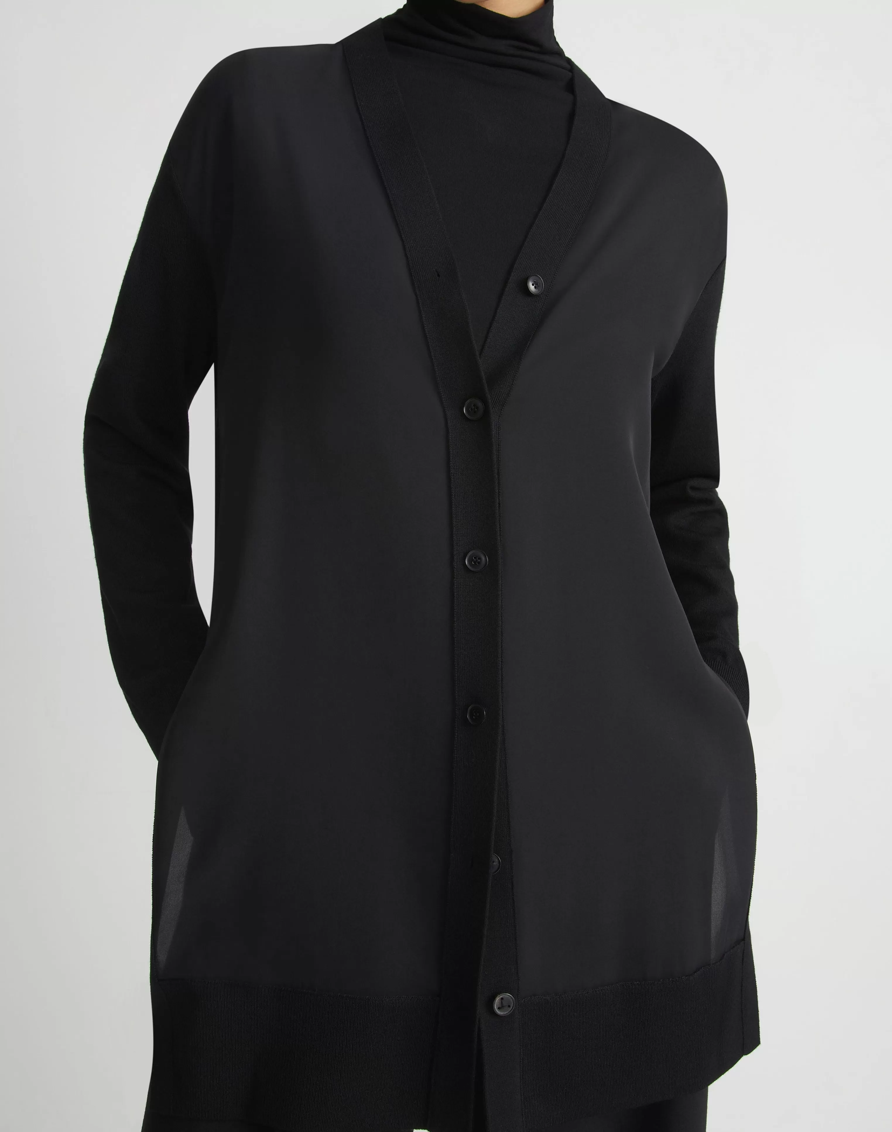 Responsible Fine Gauge Merino & Organic Silk Georgette Cardigan<Lafayette 148 New York Flash Sale