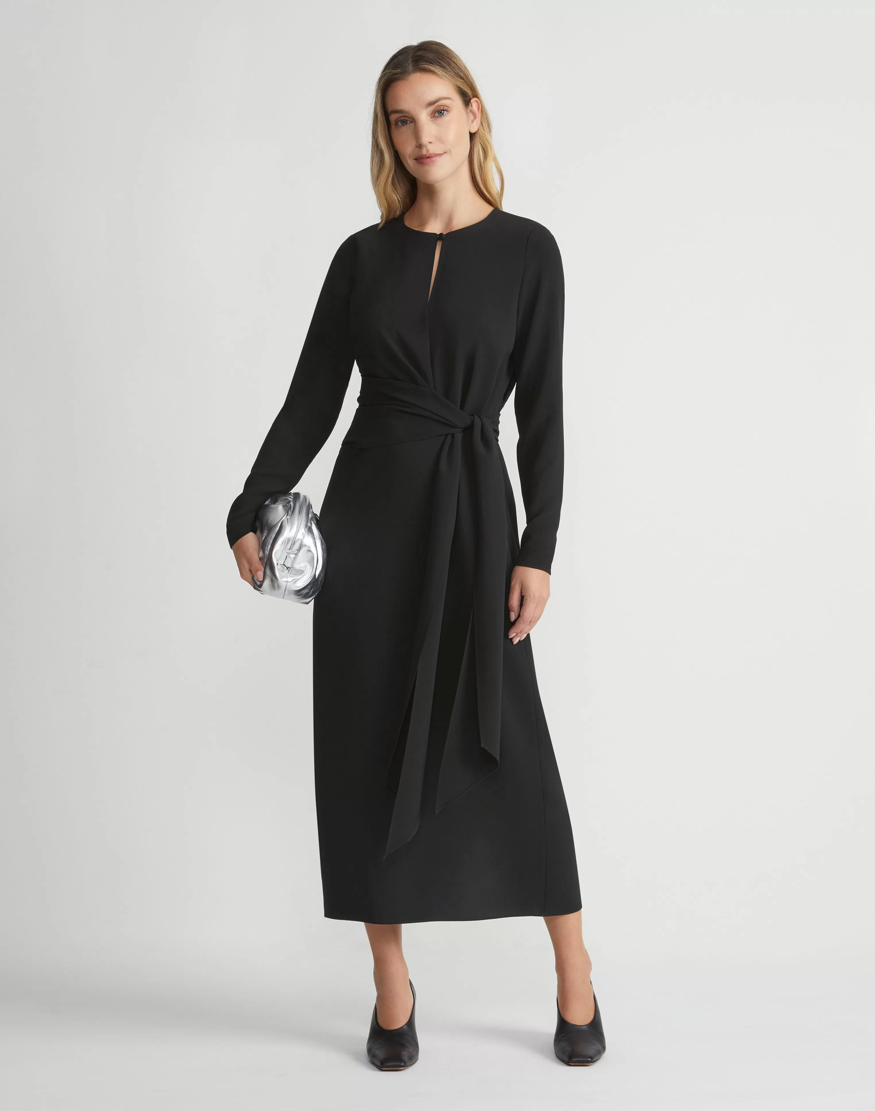 Responsible Finesse Crepe Keyhole Wrap Sash Dress<Lafayette 148 New York Store