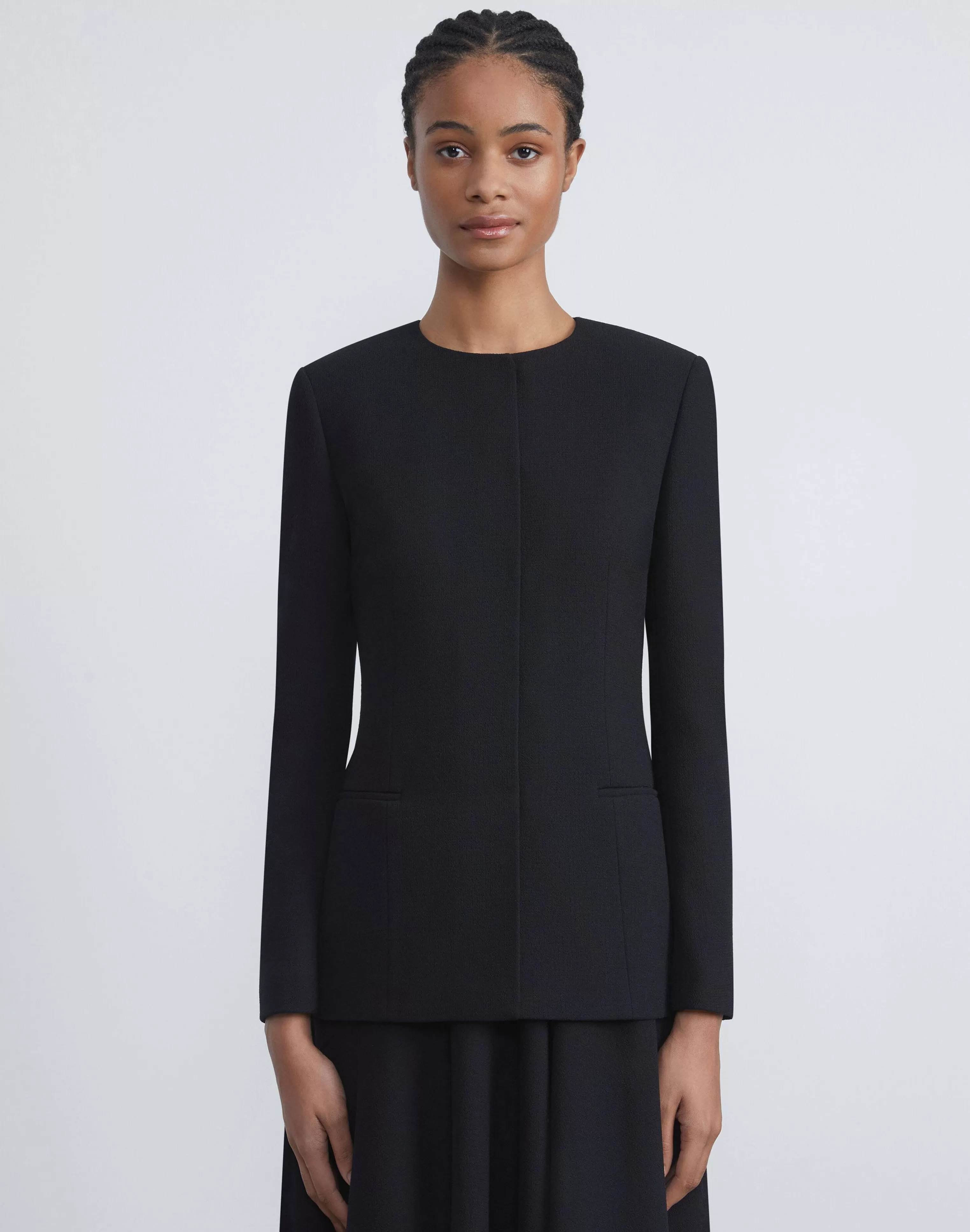 Responsible Wool Nouveau Crepe Collarless Jacket<Lafayette 148 New York Cheap