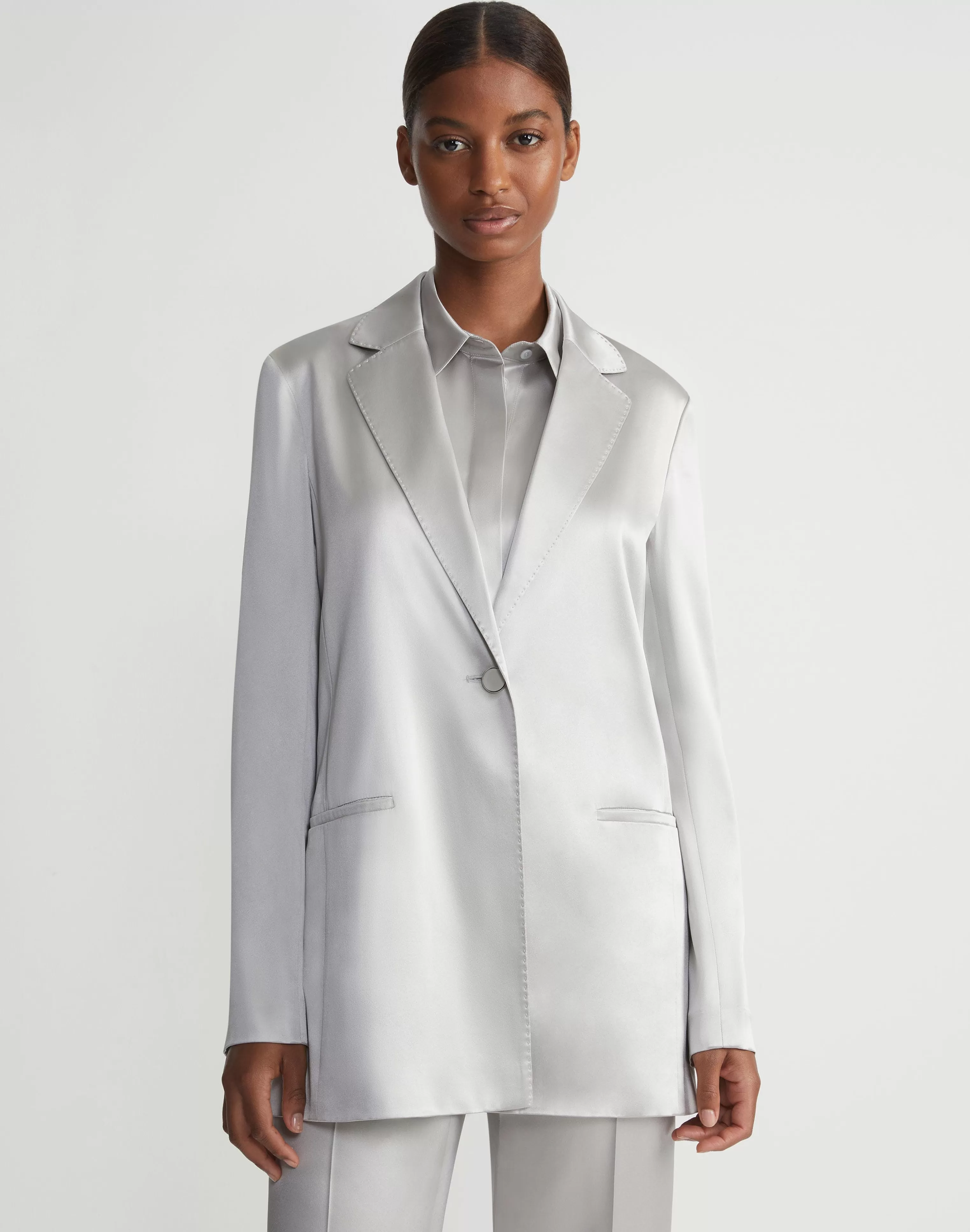 Satin Single Button Blazer<Lafayette 148 New York Best Sale