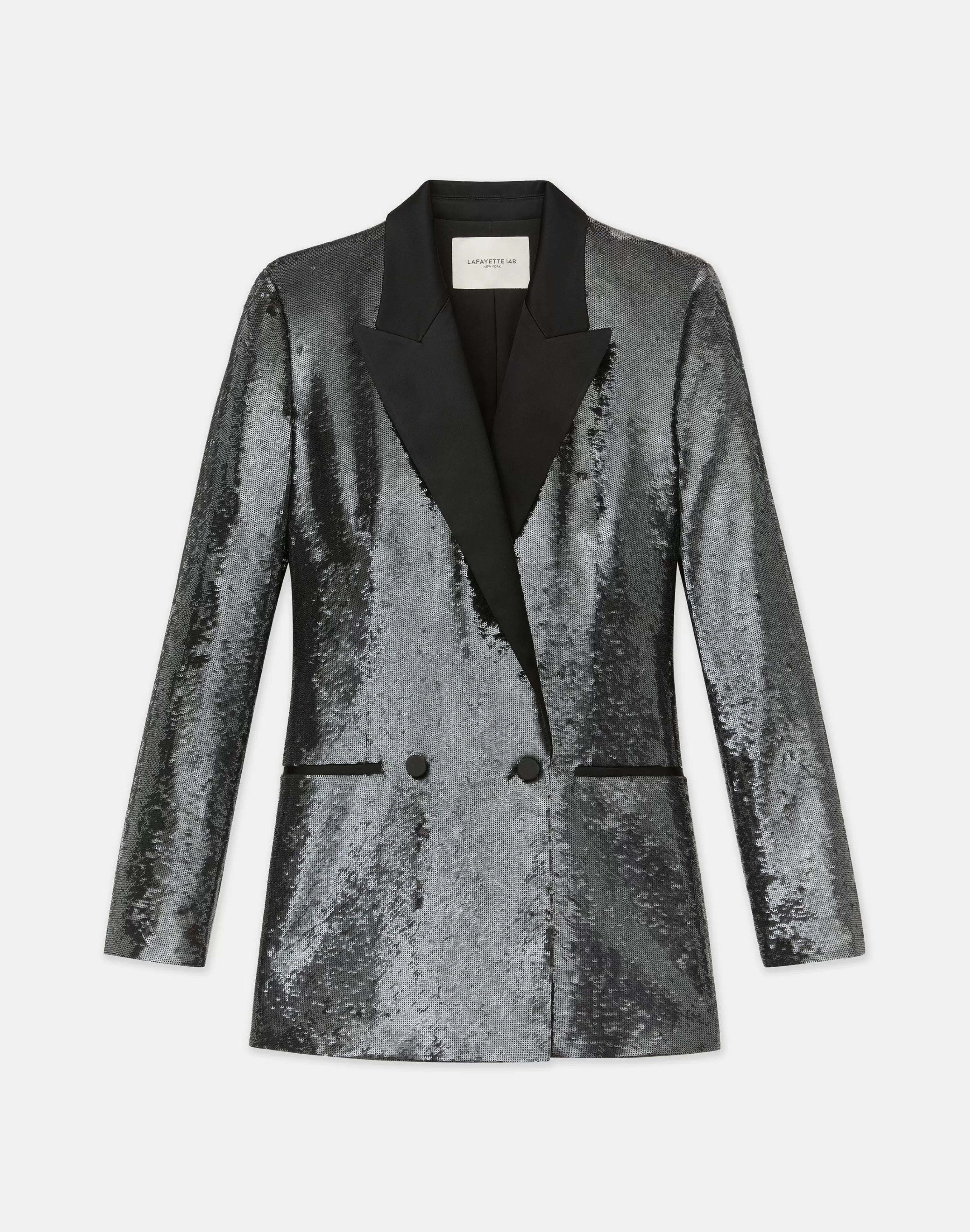 Sequin Chiffon Double Breasted Blazer<Lafayette 148 New York Flash Sale