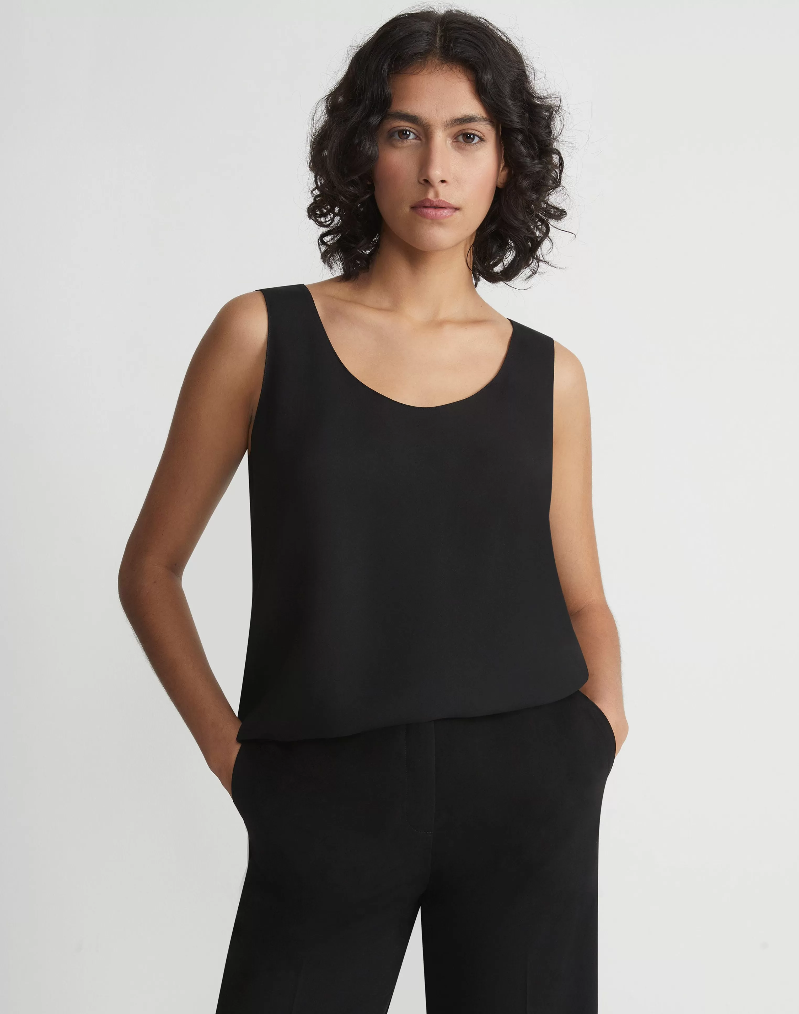 Silk Double Georgette Sleeveless Blouse<Lafayette 148 New York Best Sale