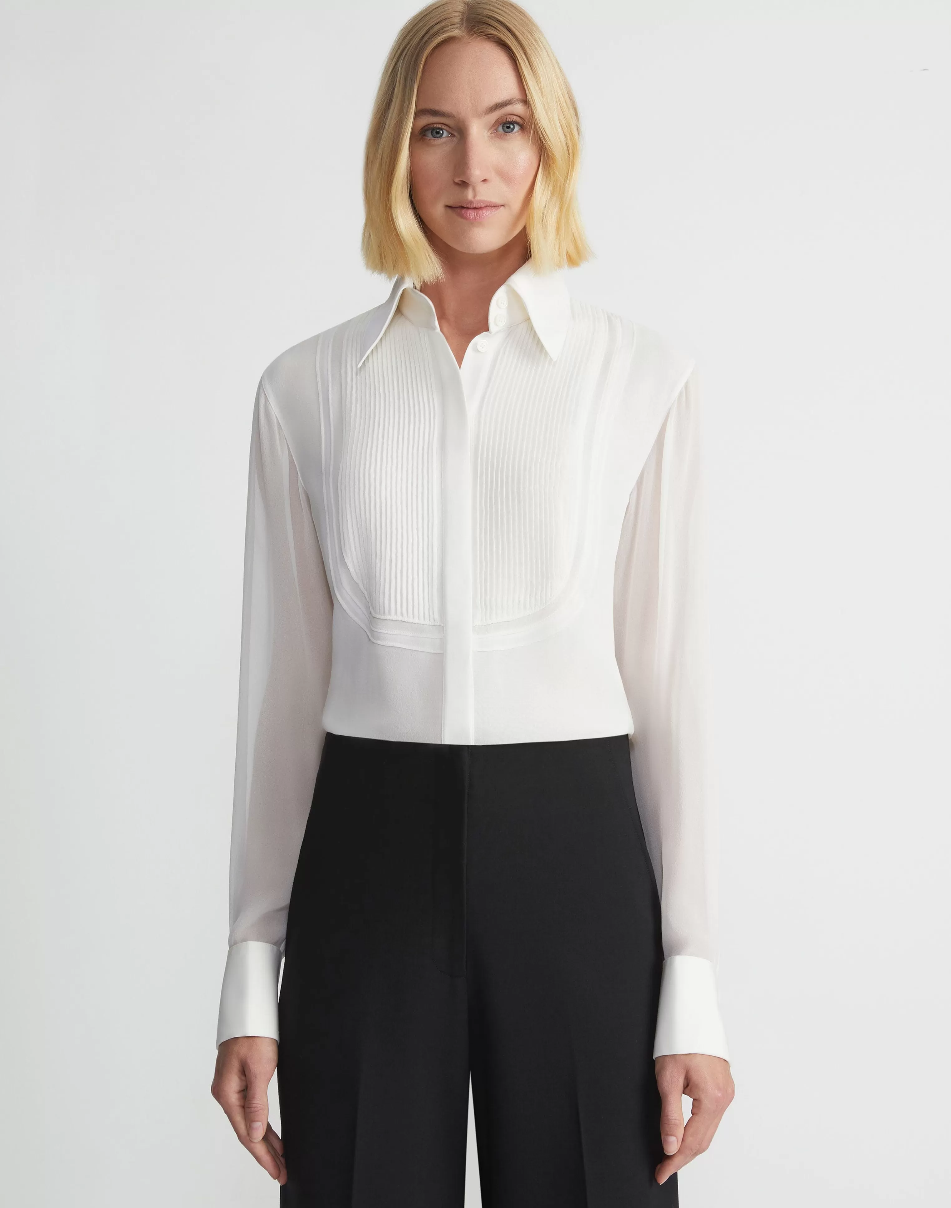 Silk Georgette Pintuck Bib Blouse<Lafayette 148 New York Online