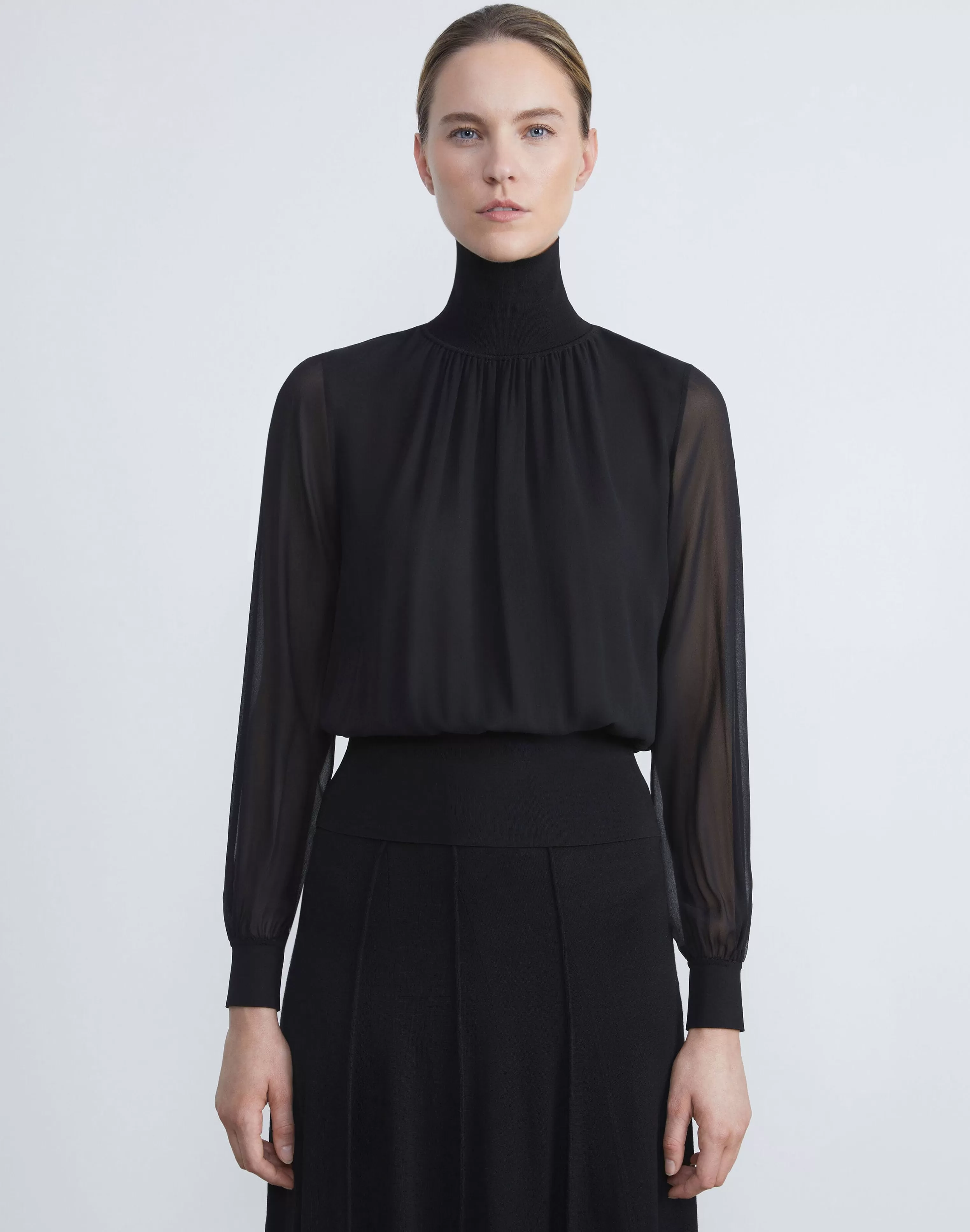 Silk Georgette Turtleneck Blouse<Lafayette 148 New York Best Sale