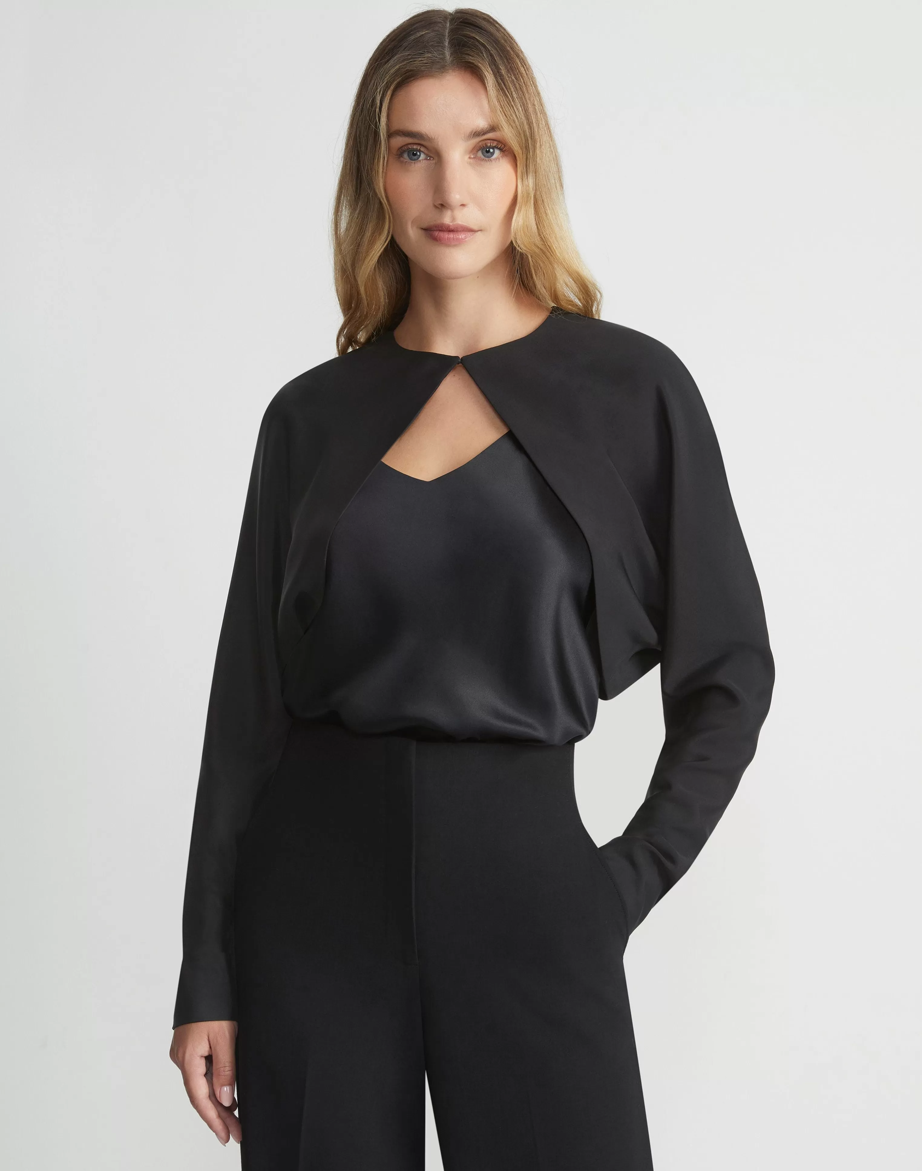 Silk Stretch Crepe De Chine Cutaway Bolero<Lafayette 148 New York Flash Sale