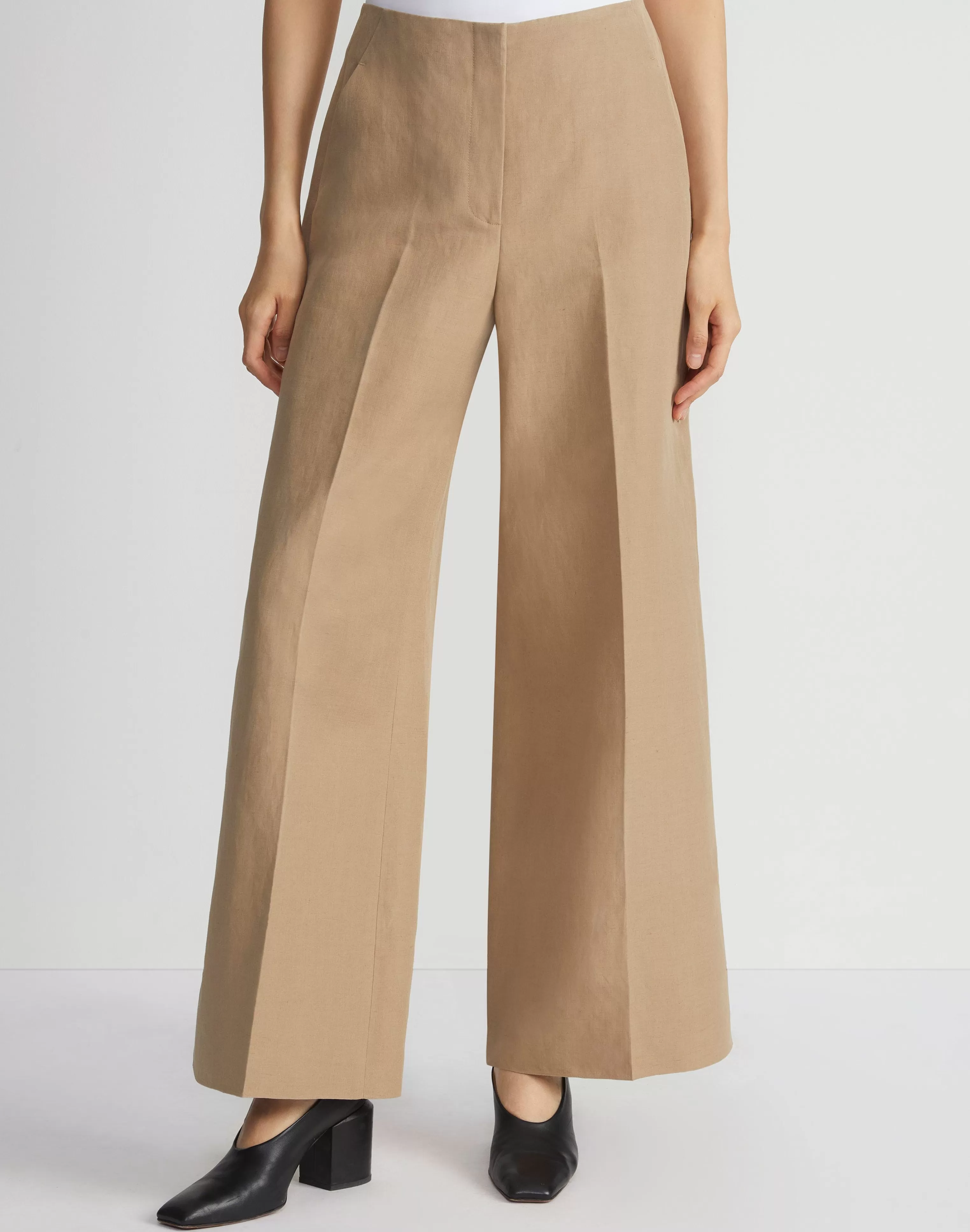 Silk-Linen Franklin Split Wide Leg Pant<Lafayette 148 New York Best Sale