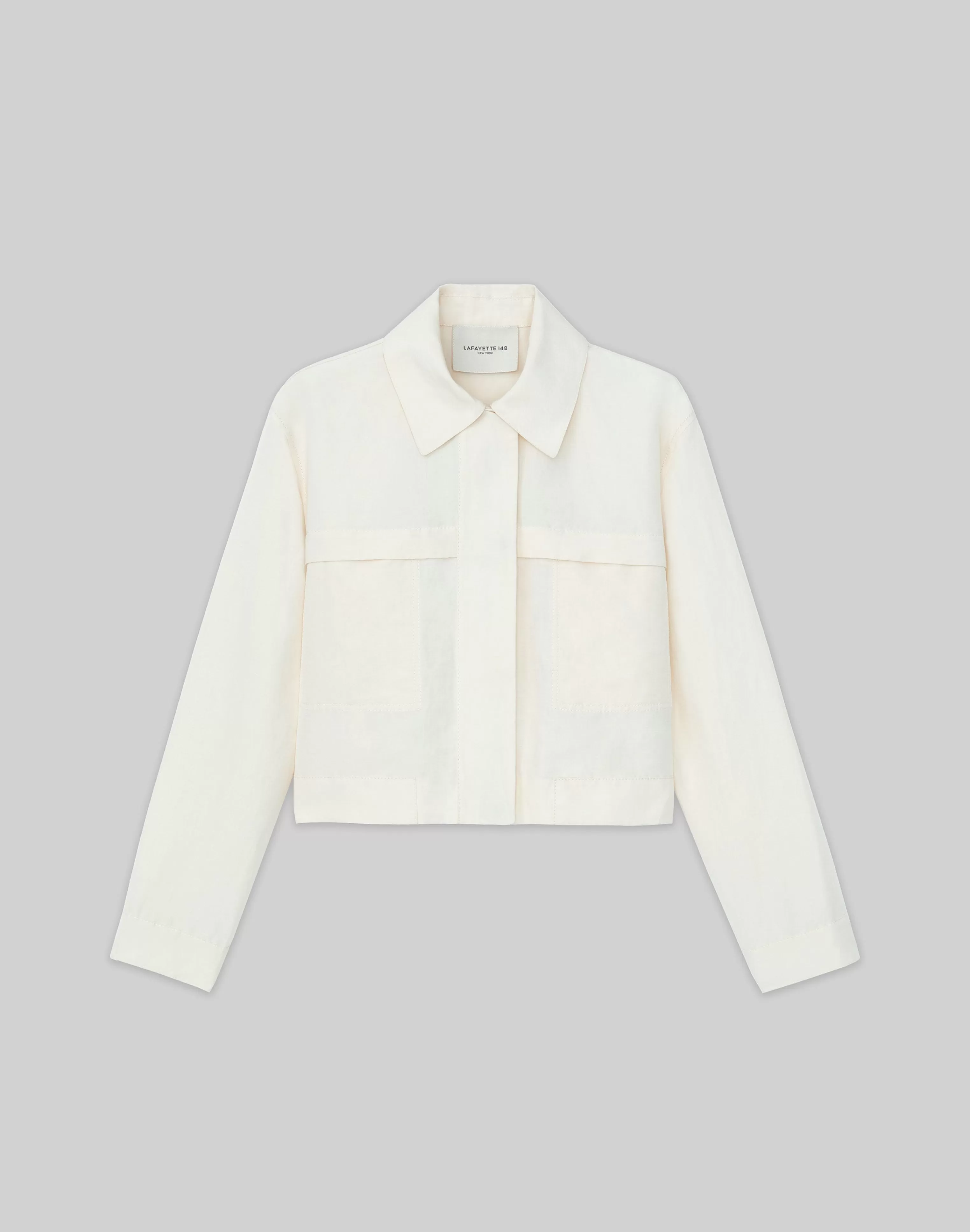 Silk-Linen Tapered Bomber Jacket<Lafayette 148 New York Best Sale