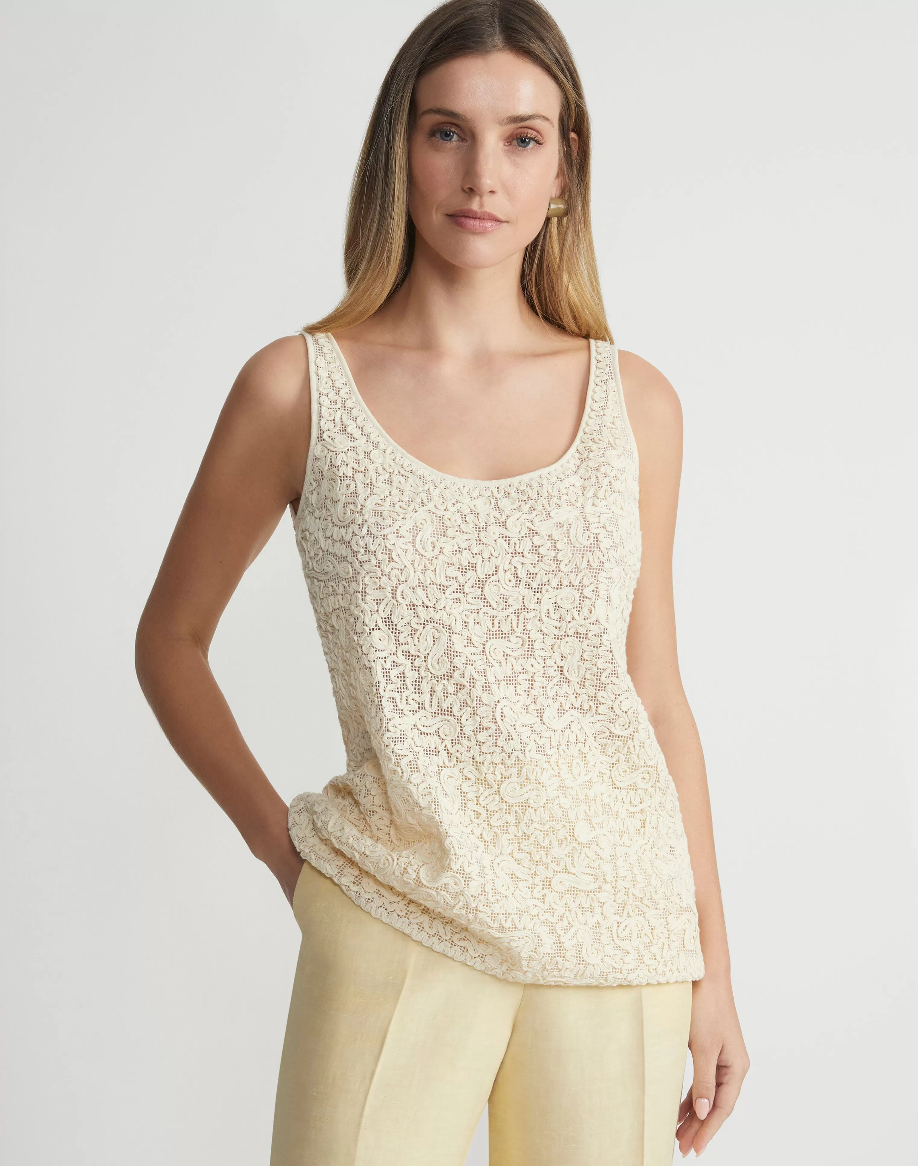 Soutache Embroidered Cotton Tank<Lafayette 148 New York Store