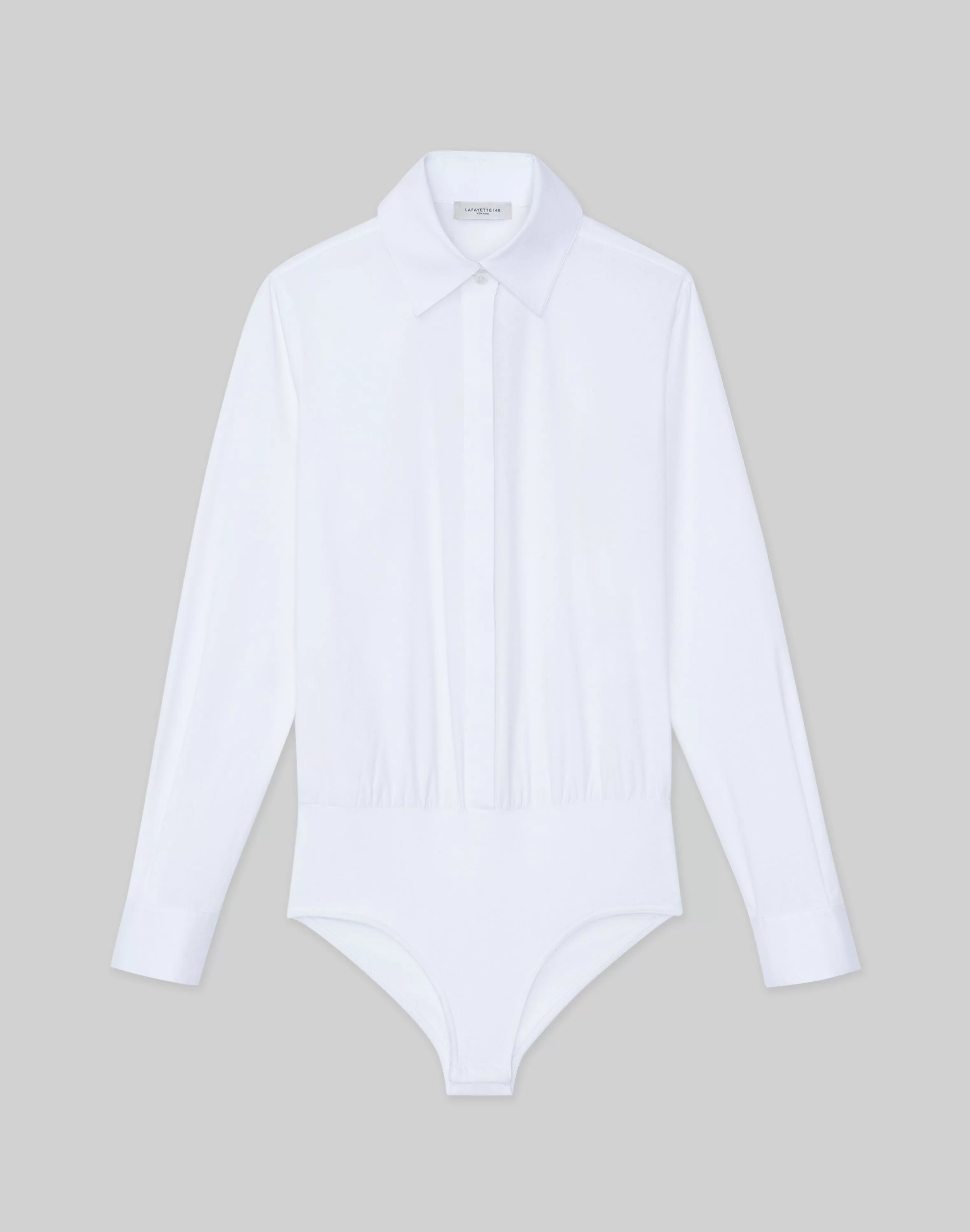 Stretch Cotton Button Down Bodysuit<Lafayette 148 New York Best Sale