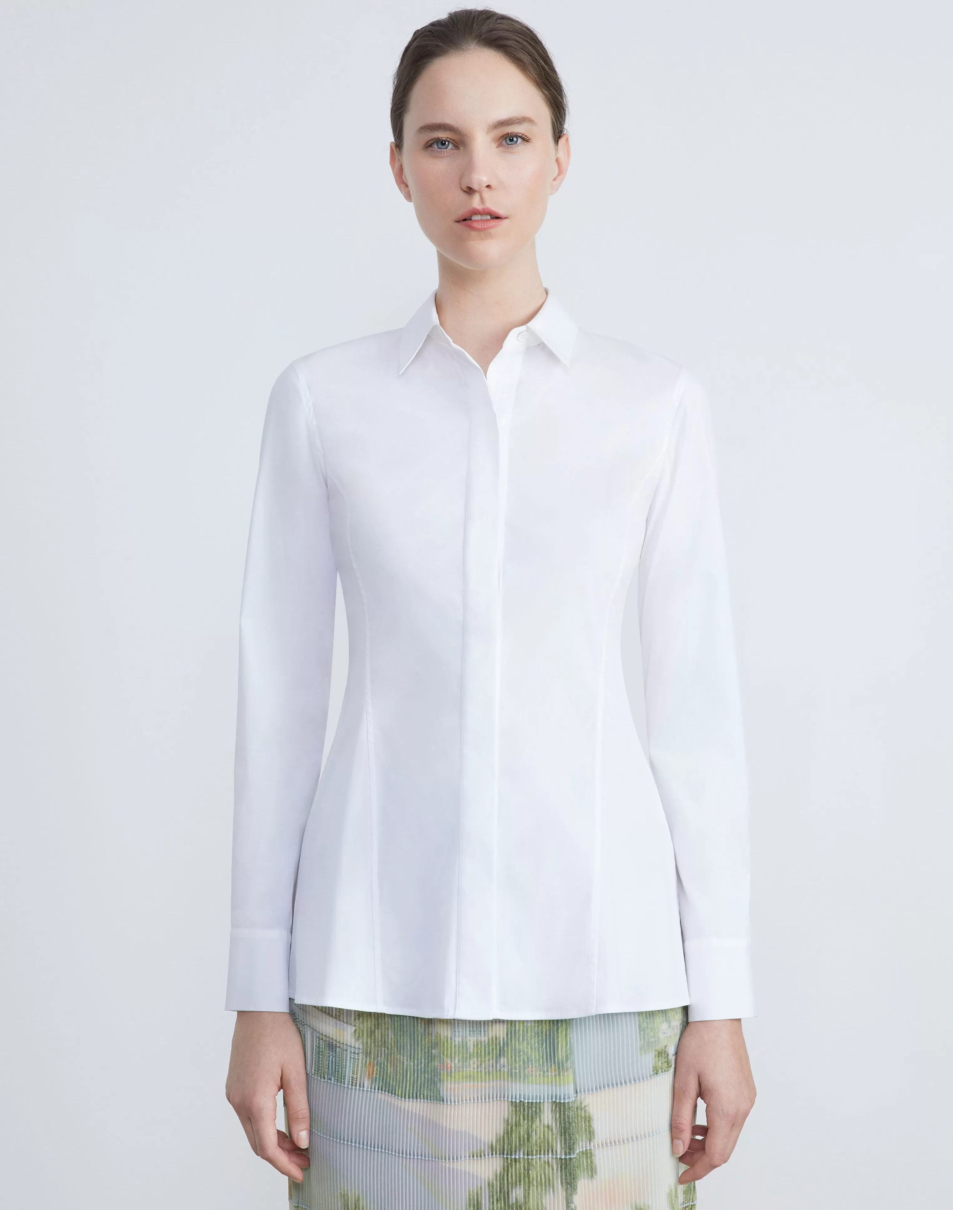 Stretch Cotton Fit & Flare Shirt<Lafayette 148 New York Store