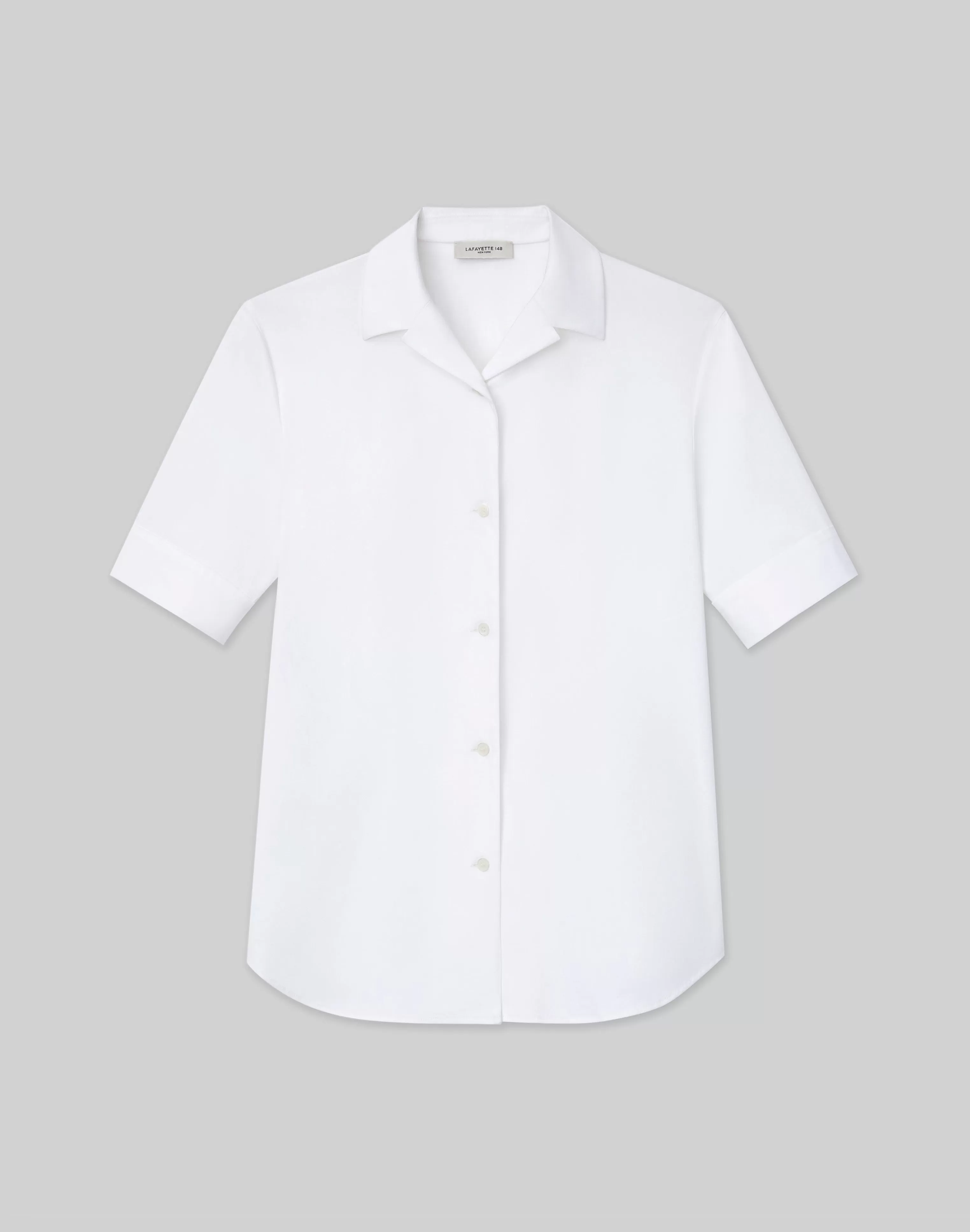 Stretch Cotton Notch Collar Shirt<Lafayette 148 New York Cheap