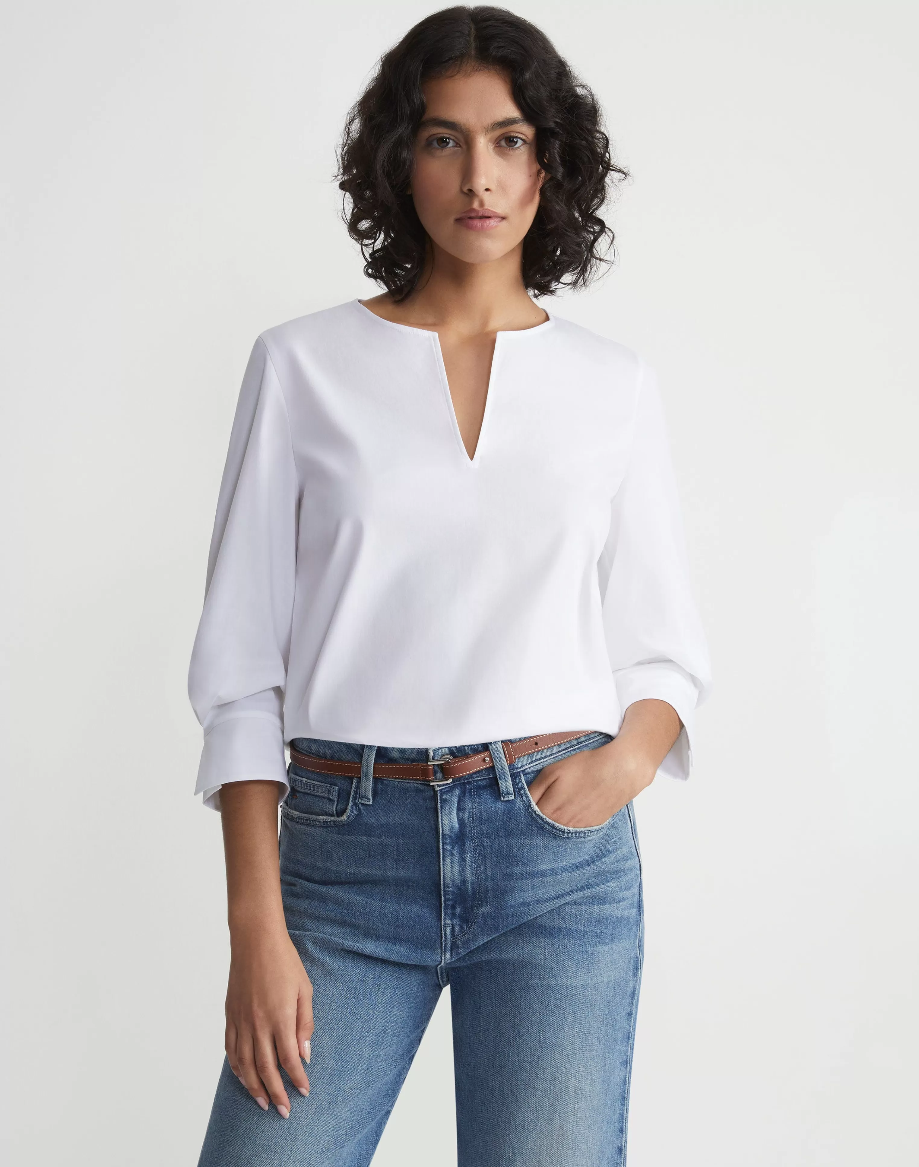 Stretch Cotton Popover Shirt<Lafayette 148 New York Discount