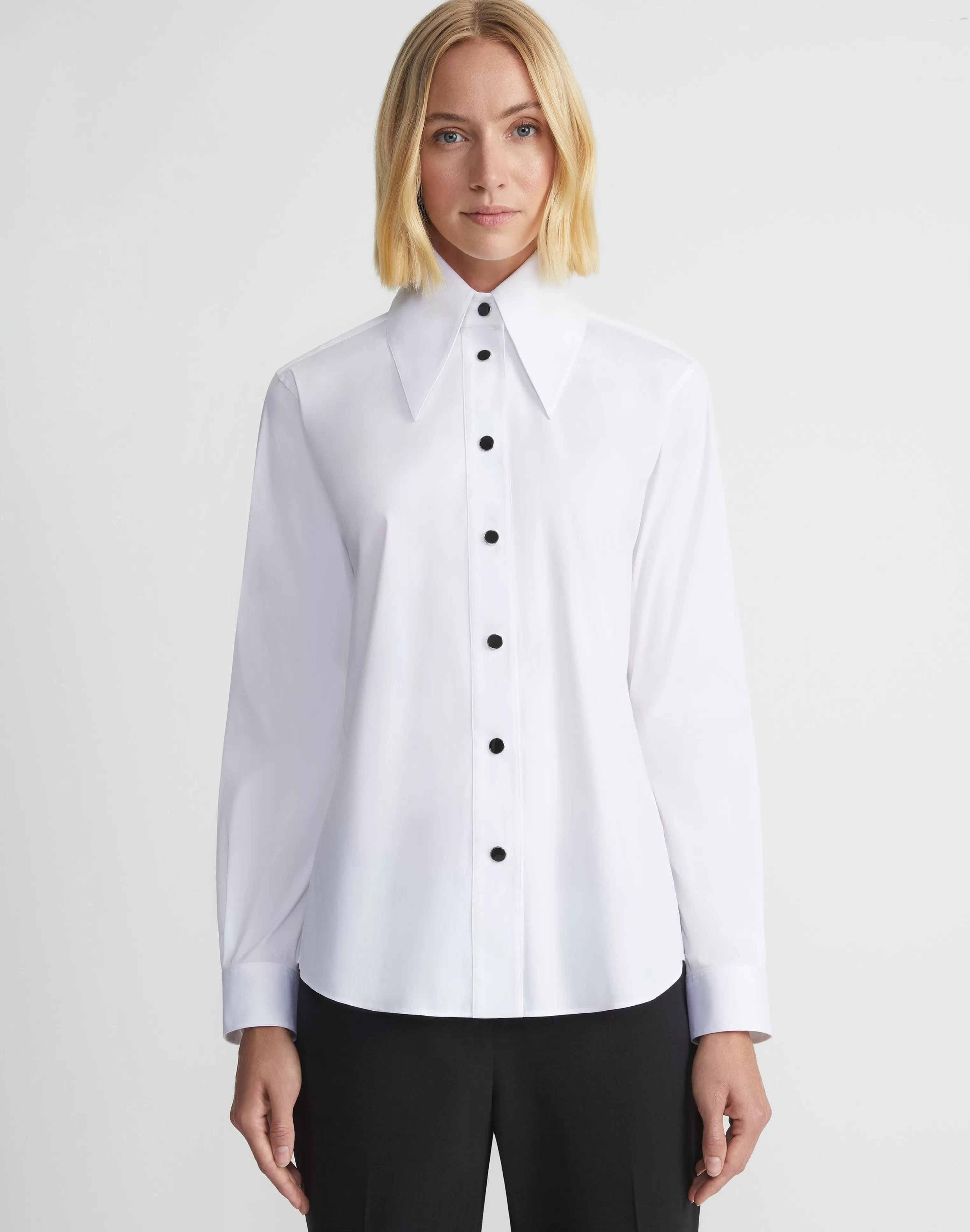 Stretch Cotton Snap Front Shirt<Lafayette 148 New York Best