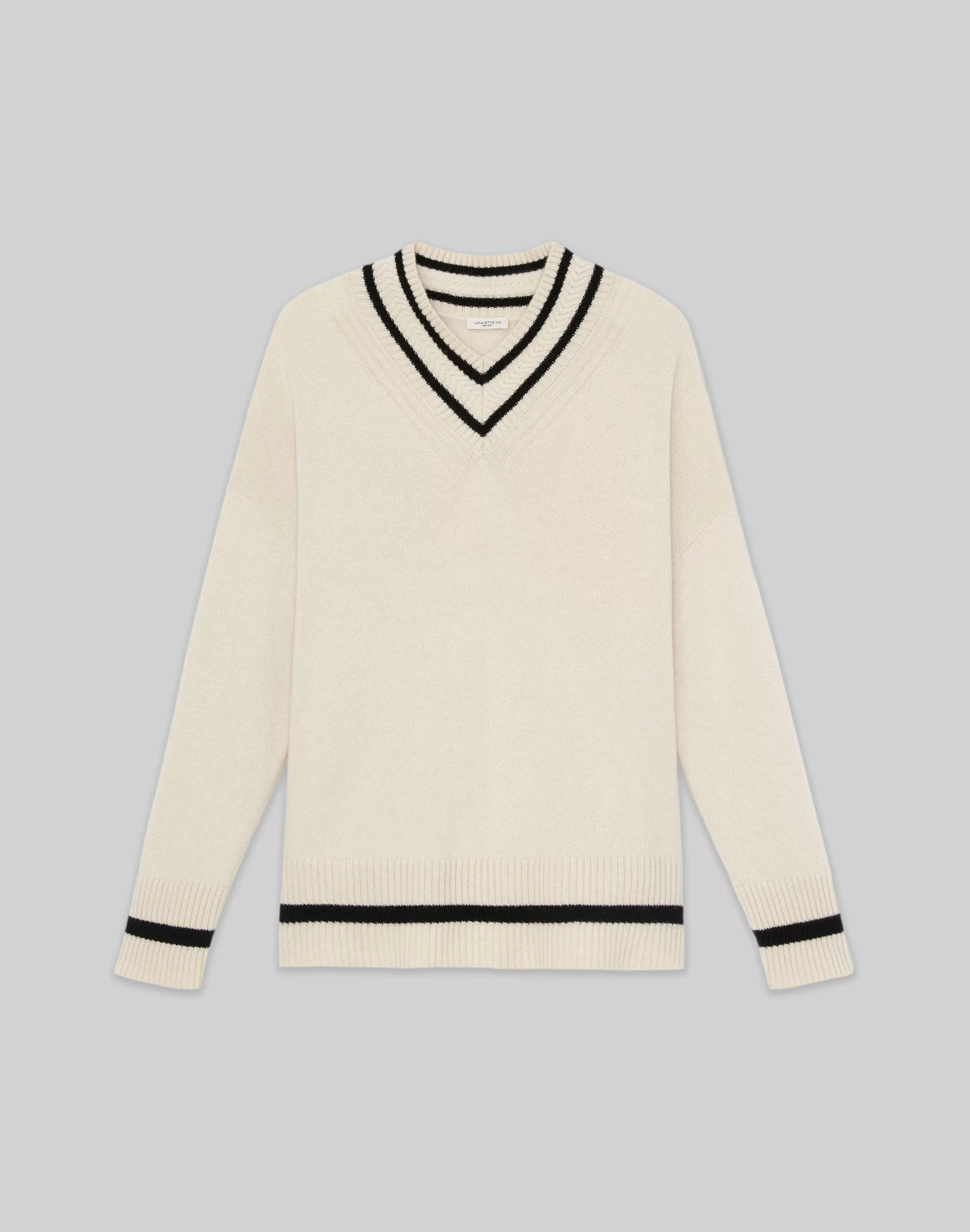 Stripe Cashmere V-Neck Sweater<Lafayette 148 New York Cheap