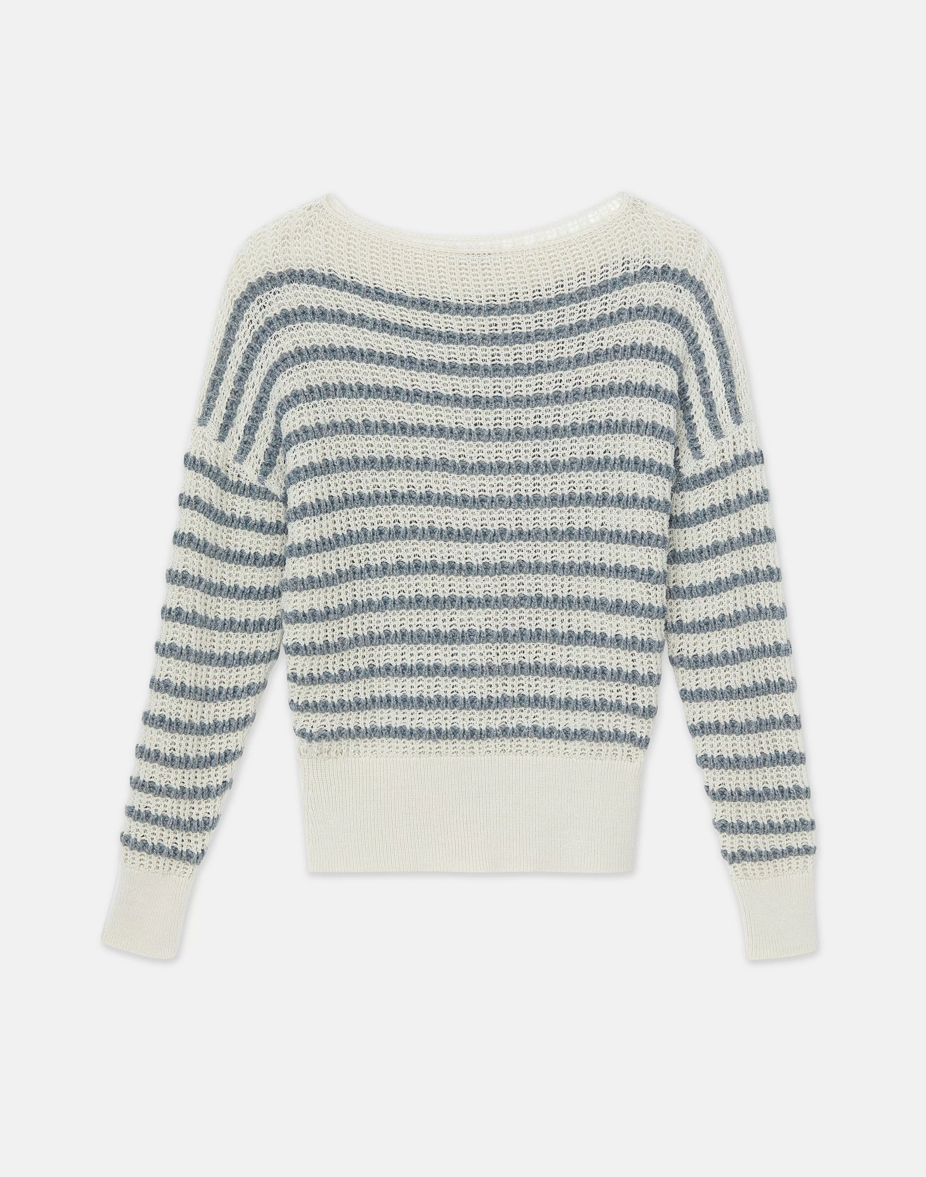 Stripe Organic Cotton & Denim Yarn Bateau Sweater<Lafayette 148 New York Hot