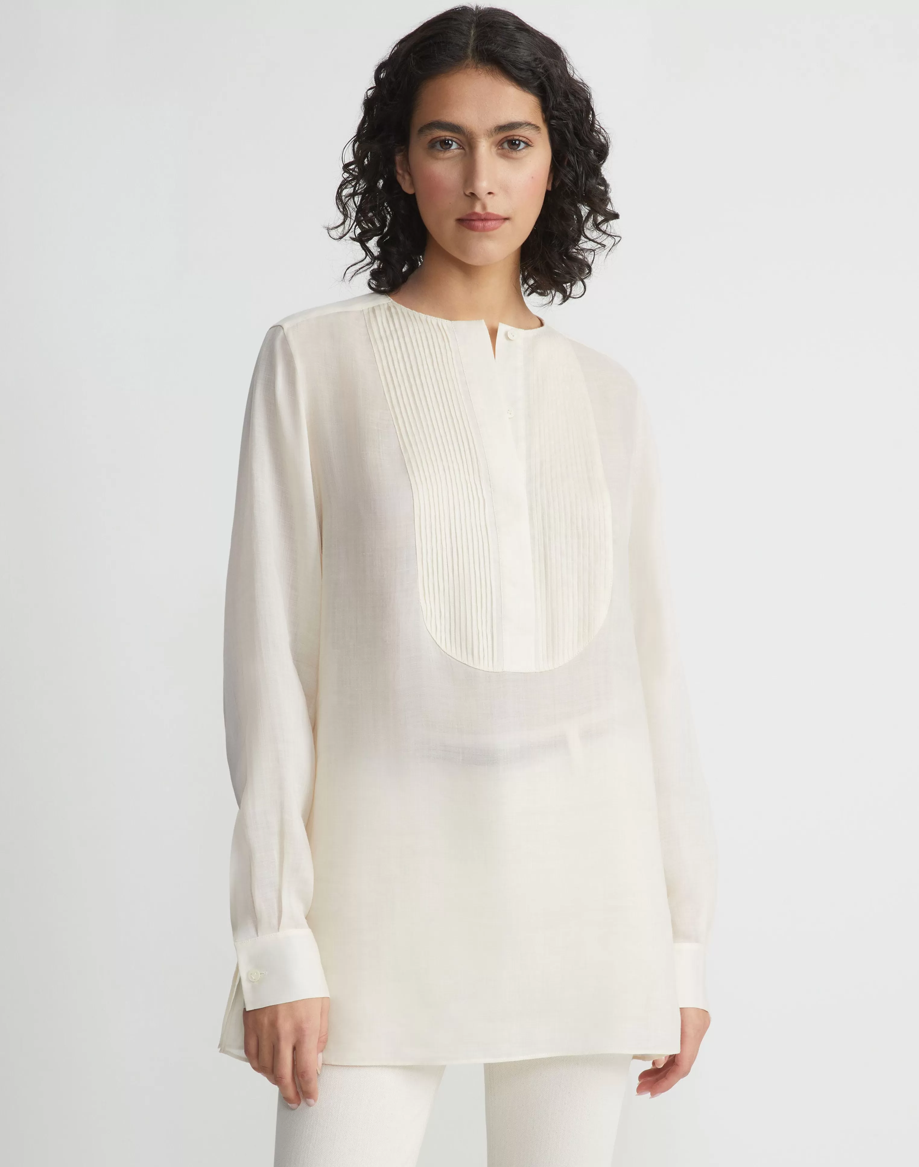 Sustainable Gemma Cloth Voile Pintuck Popover Blouse<Lafayette 148 New York Hot