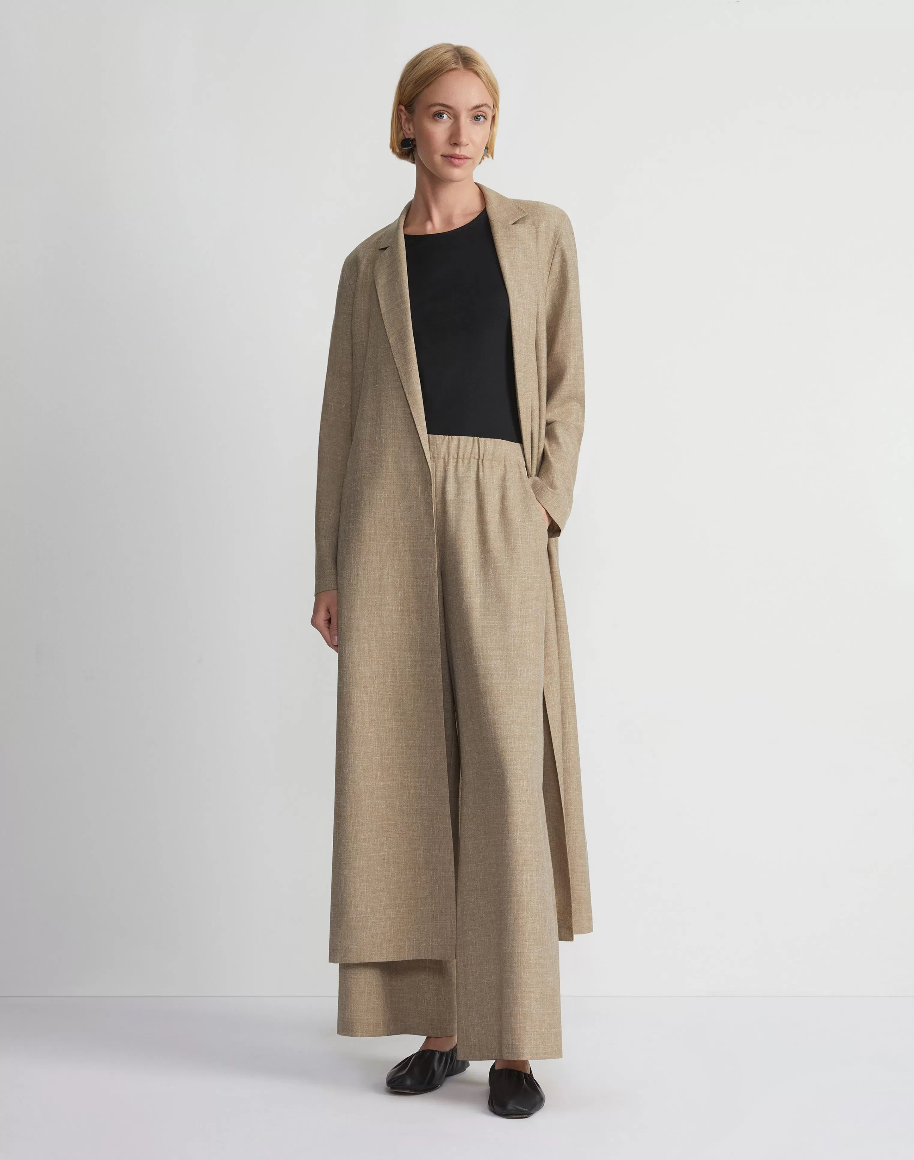 Virgin Wool Silk-Linen Open Front Duster<Lafayette 148 New York Discount