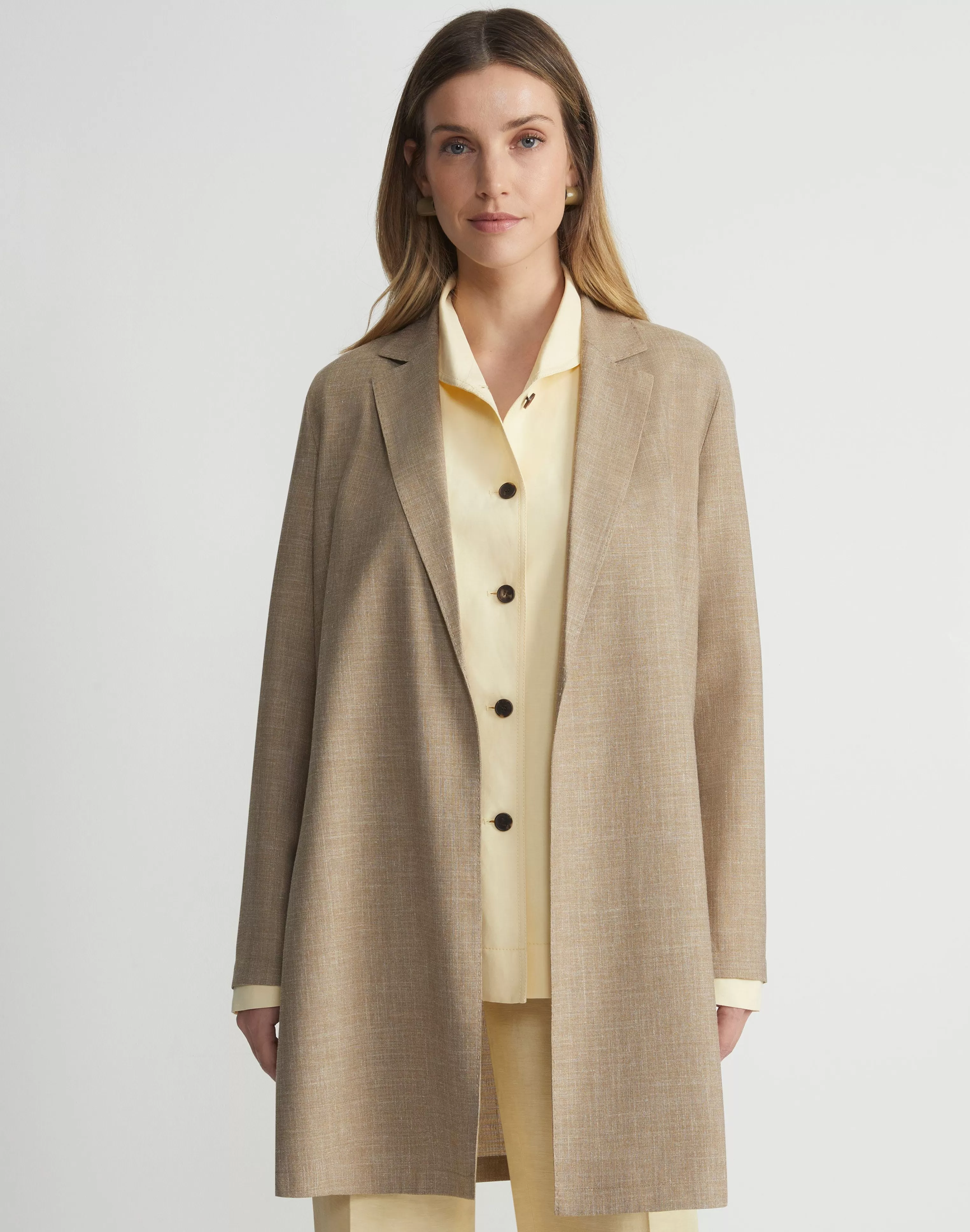 Virgin Wool Silk-Linen Open Front Jacket<Lafayette 148 New York Store