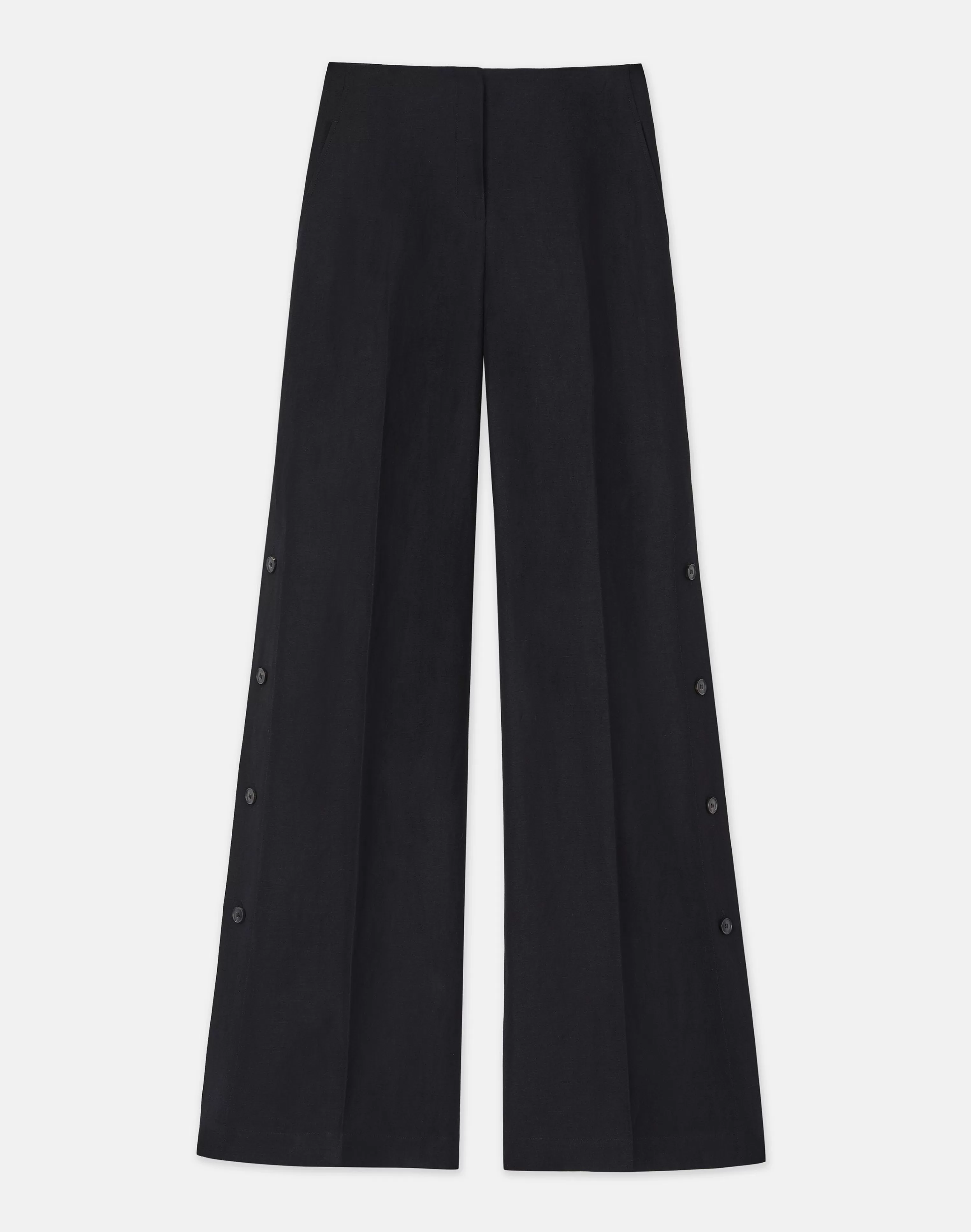 Viscose-Linen Twill Thames Button Wide Leg Pant<Lafayette 148 New York Best Sale