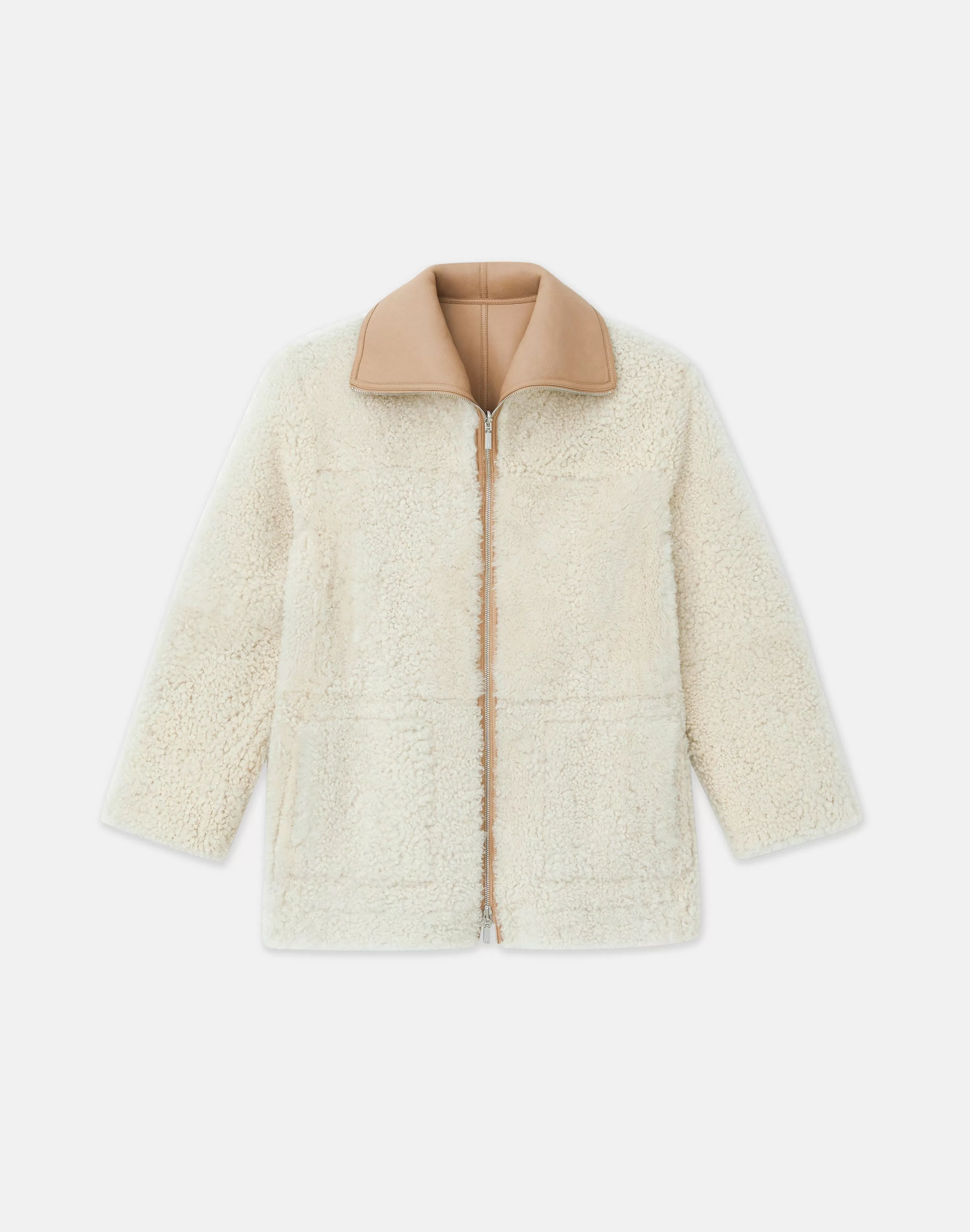 Wavy Lamb Shearling Reversible Coat<Lafayette 148 New York Outlet