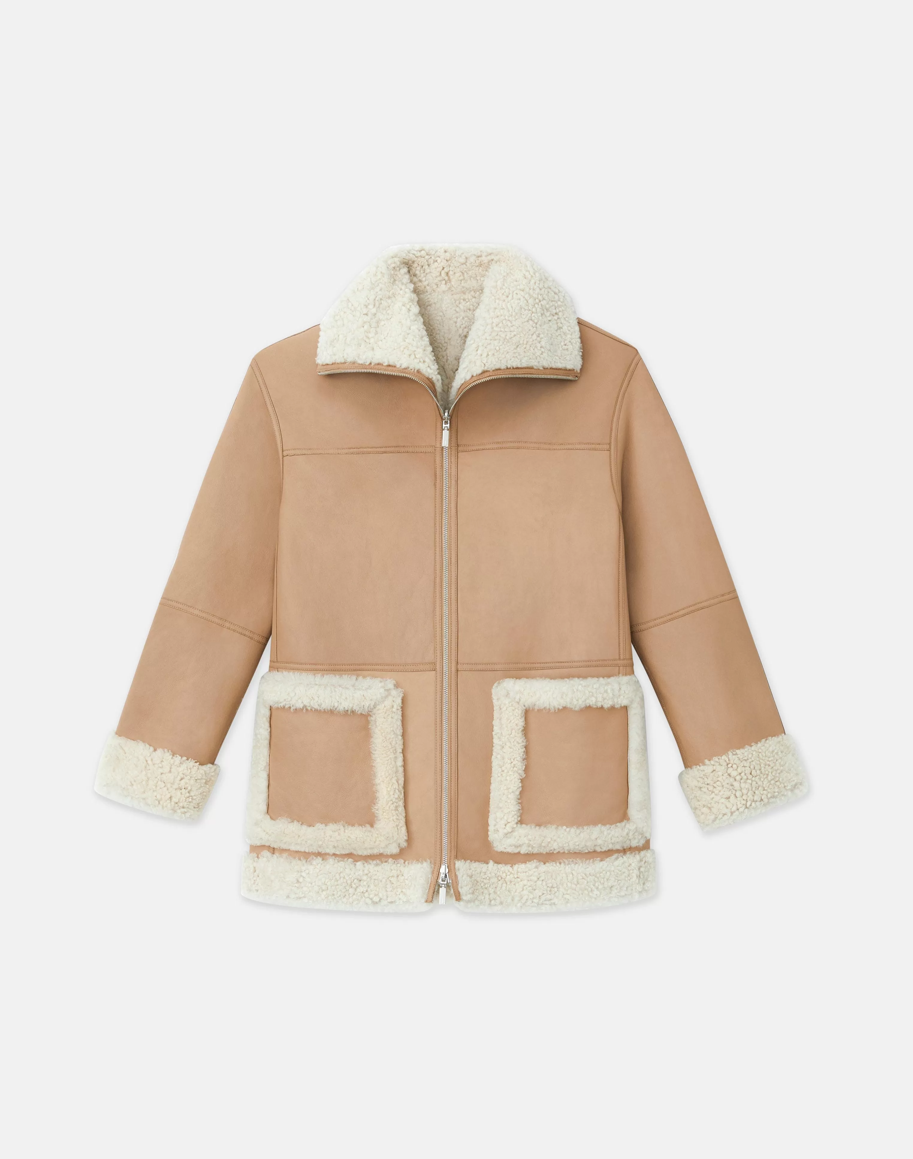 Wavy Lamb Shearling Reversible Coat<Lafayette 148 New York Outlet