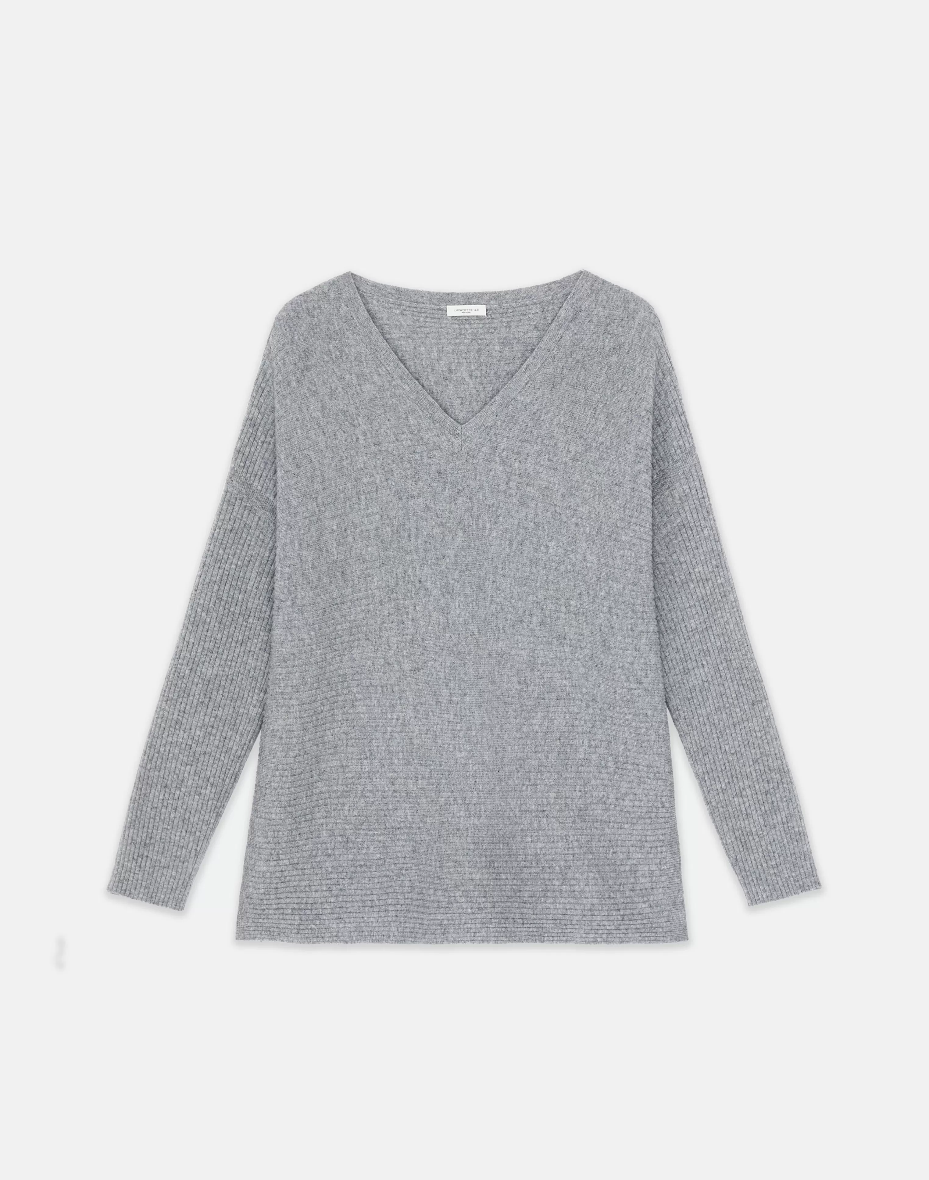 Wool-Cashmere Ribbed V-Neck Sweater<Lafayette 148 New York Best