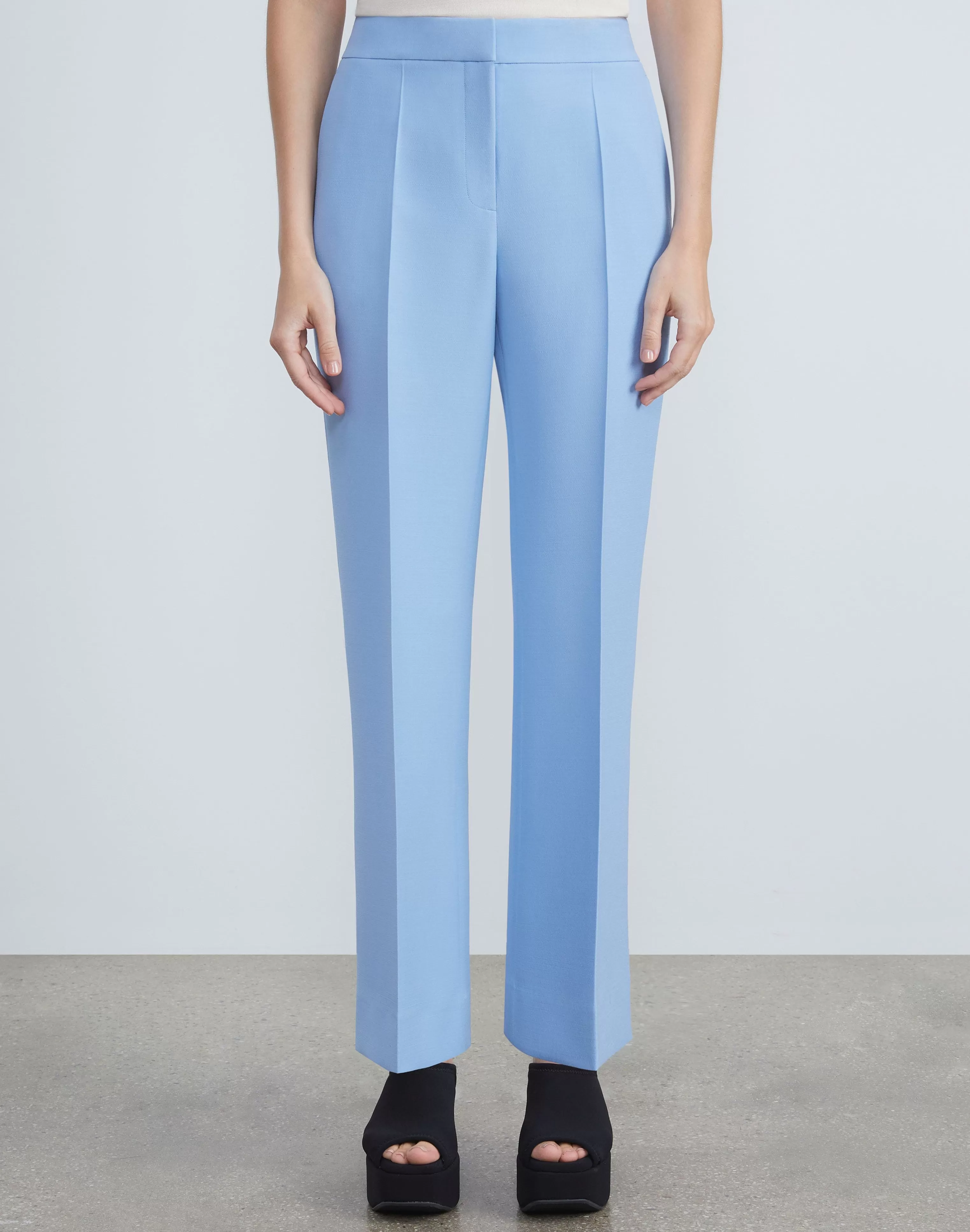 Wool-Silk Crepe Gates Flared Ankle Pant<Lafayette 148 New York Discount